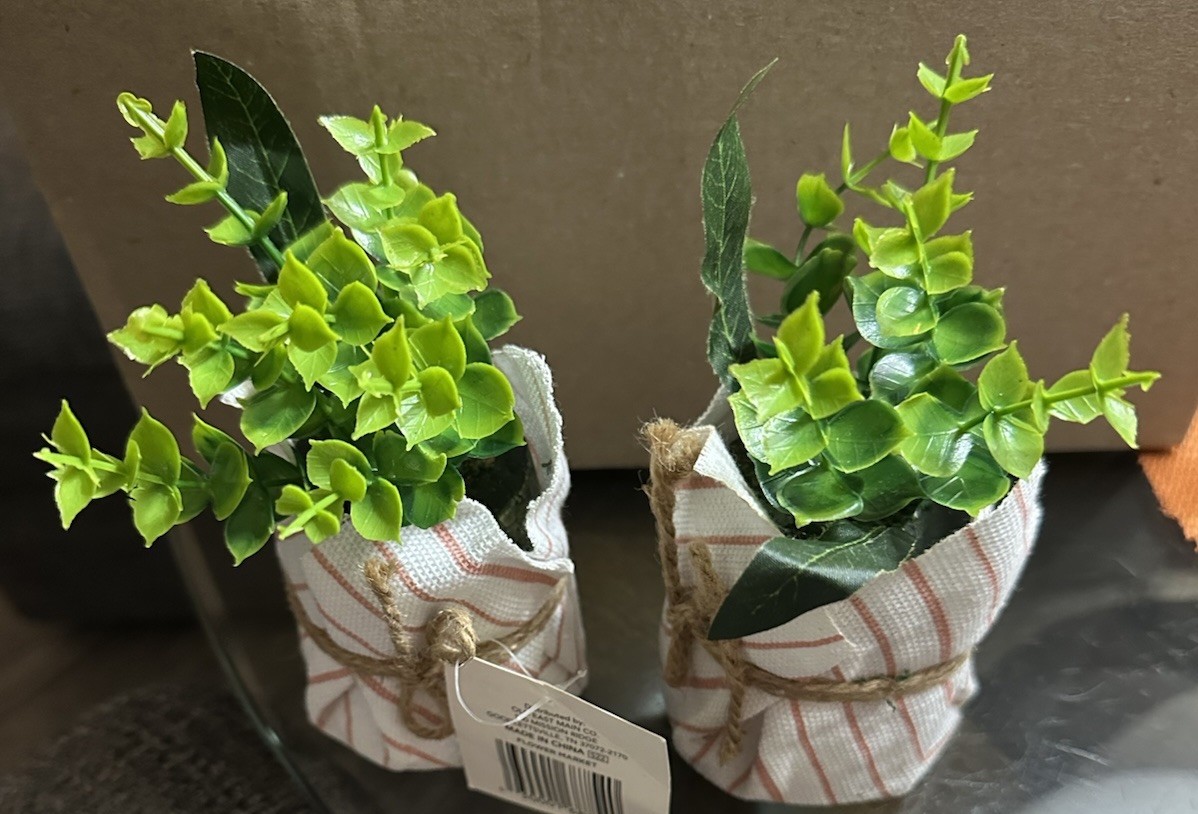 Set Of 2True Living Fabric Greenery Faux Plant 6.5”H x 3”D Home/Office Decor NEW