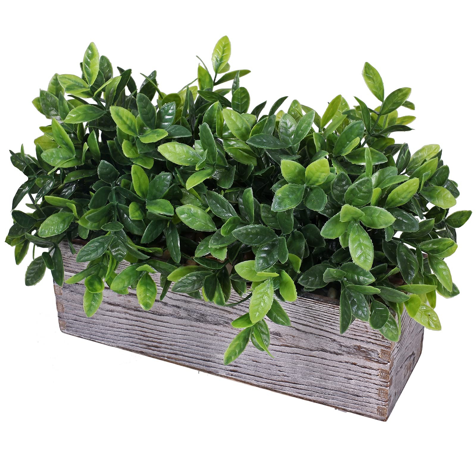 Winlyn Artificial Eucalyptus Plant in Rustic Rectangular Wooden Planter Box F…
