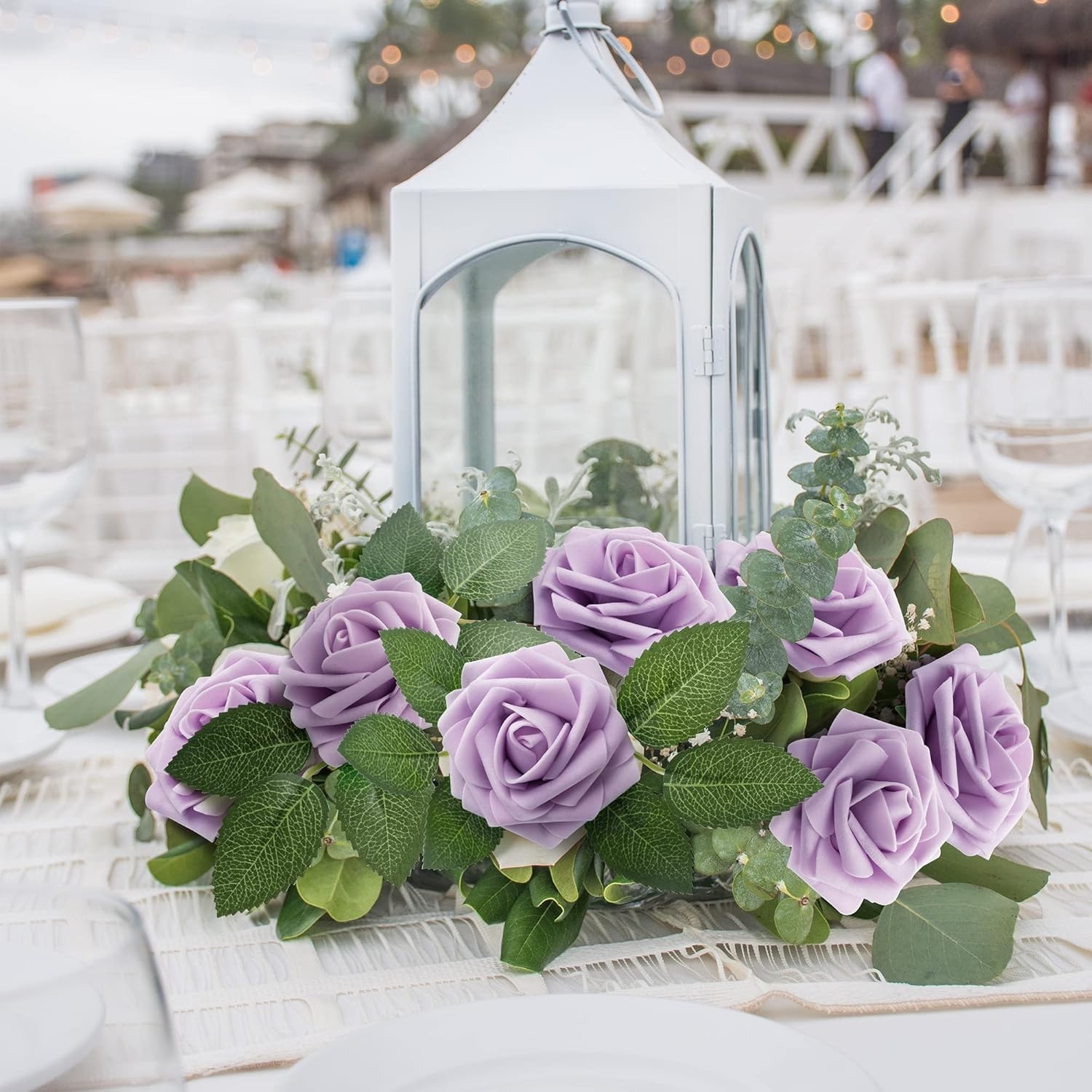 50Pcs Realistic Lavender Foam Roses – Perfect for DIY Floral Arrangements