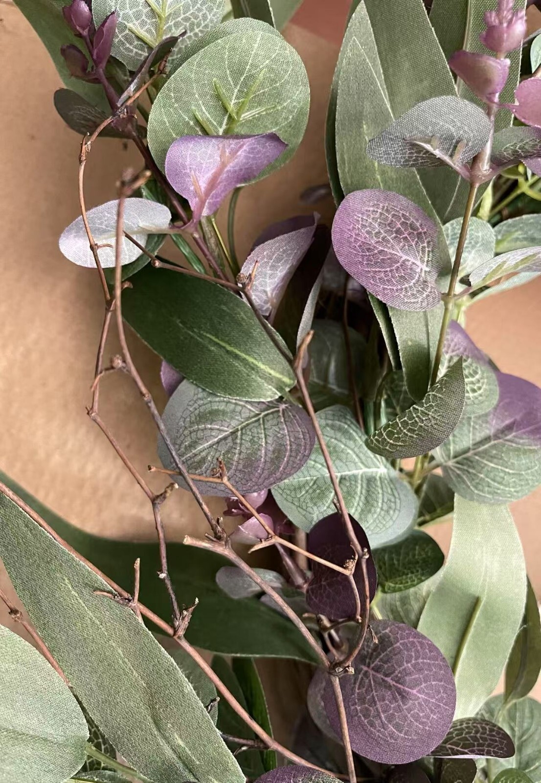 24″ Greenery Wreath Artificial Eucalyptus Green-Purple Leaves Year Round Wreath