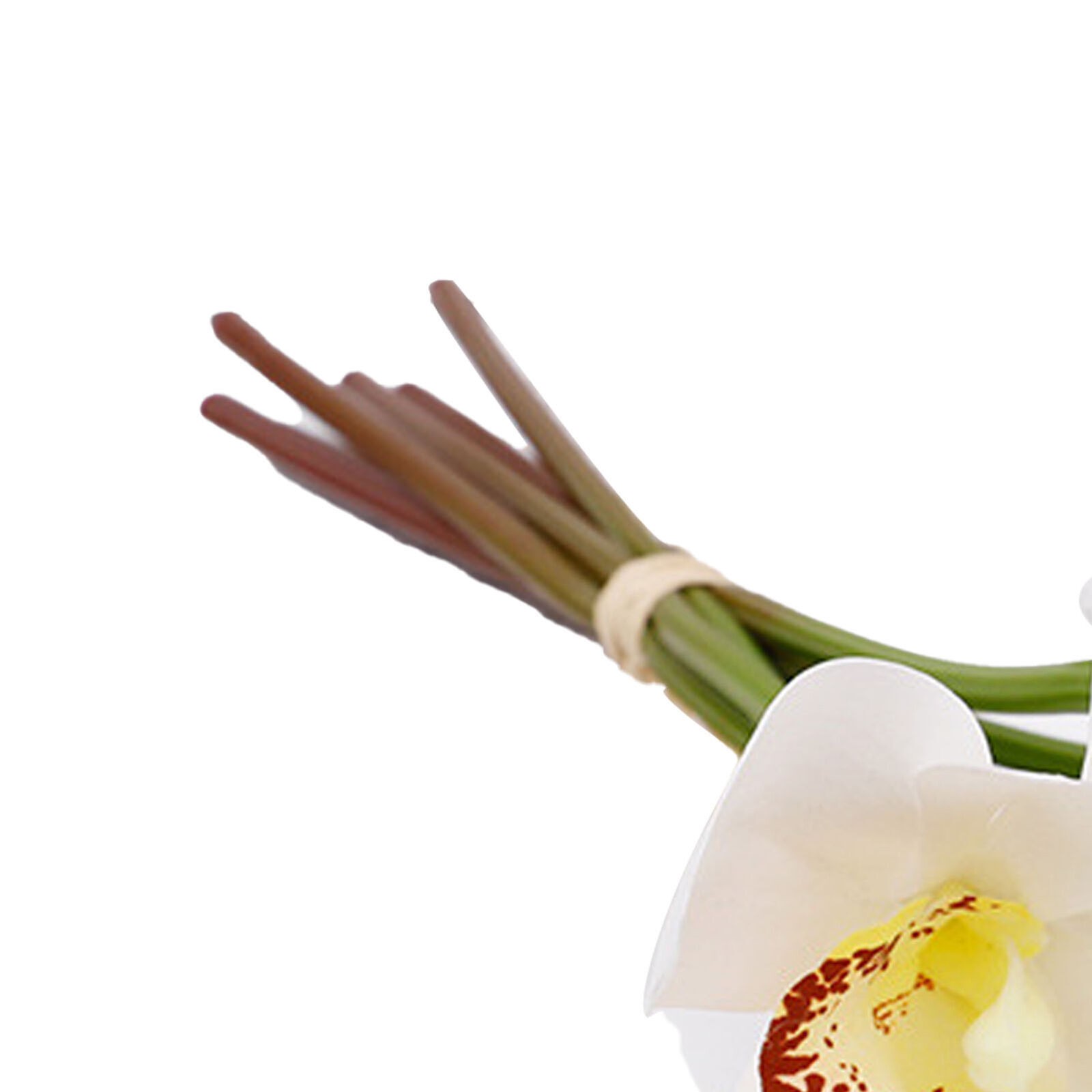 6 Stem Faux Orchid Decor 3D Printed Silk Flowers Iron Wire Stem Orchid Floral