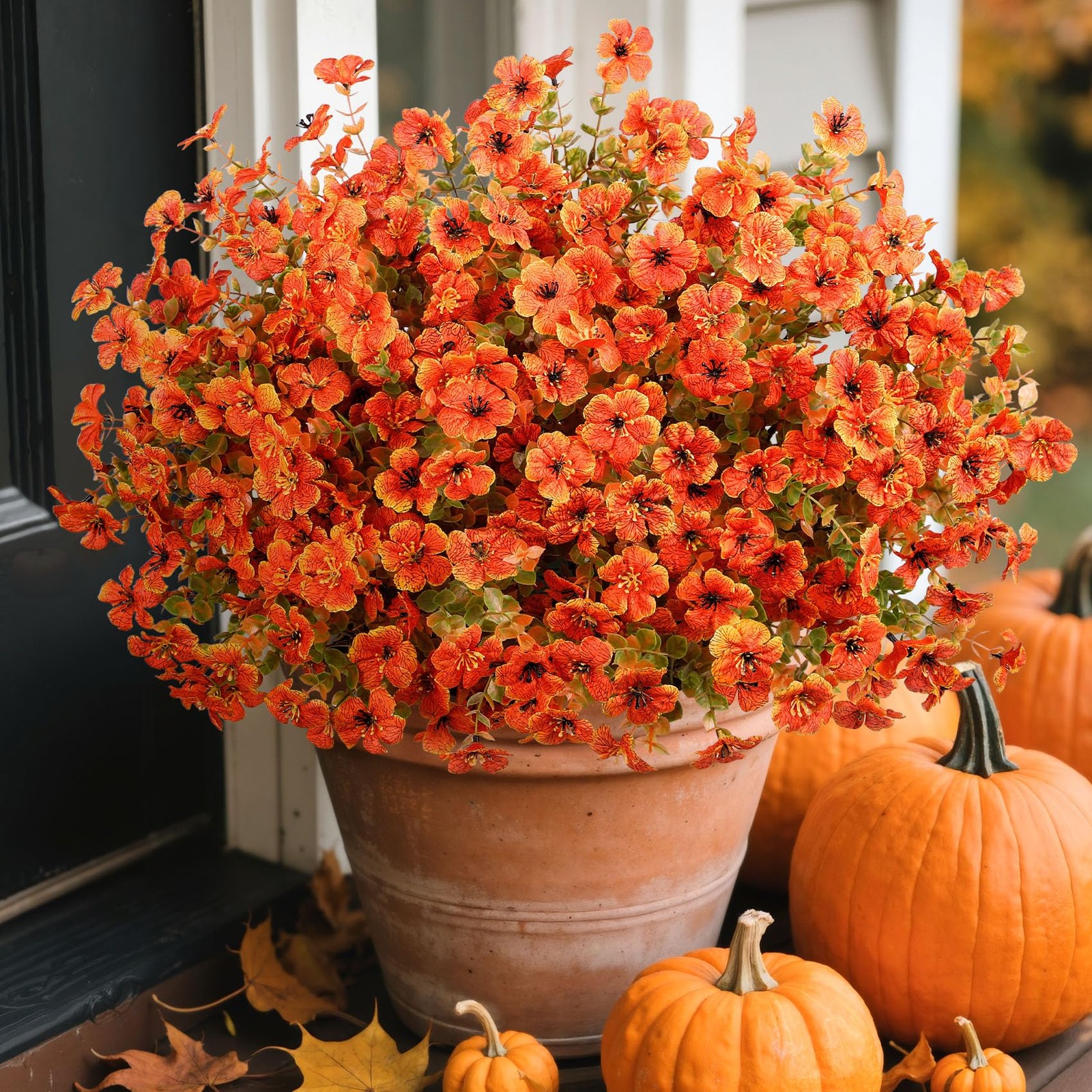 Artificial Fall Flowers for Outdoors Decoration, 12 Bundles Fake Mums Silk Da…