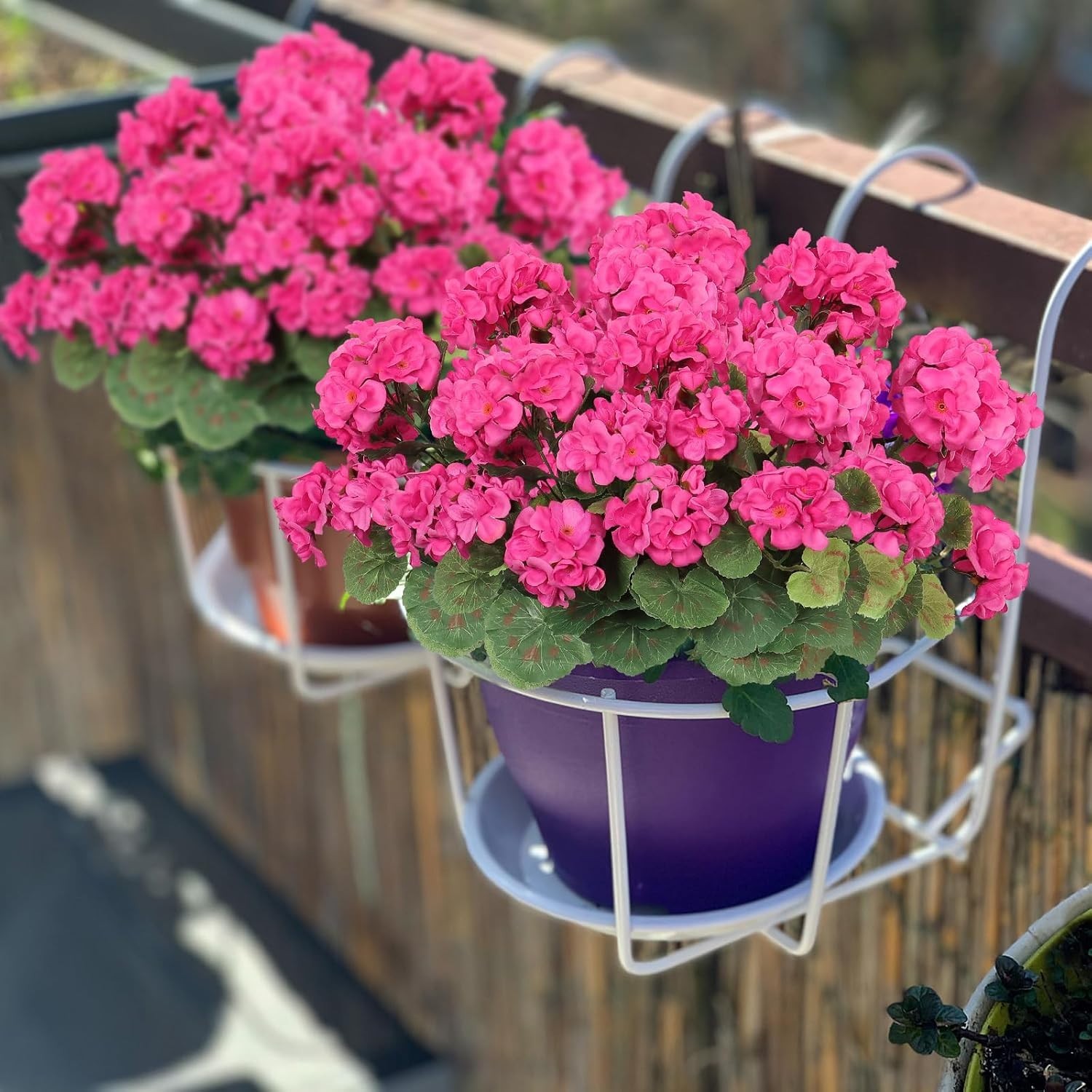 Realistic 3 Pack Geranium UV Resistant Flowers – Perfect for Outdoors & Indoors