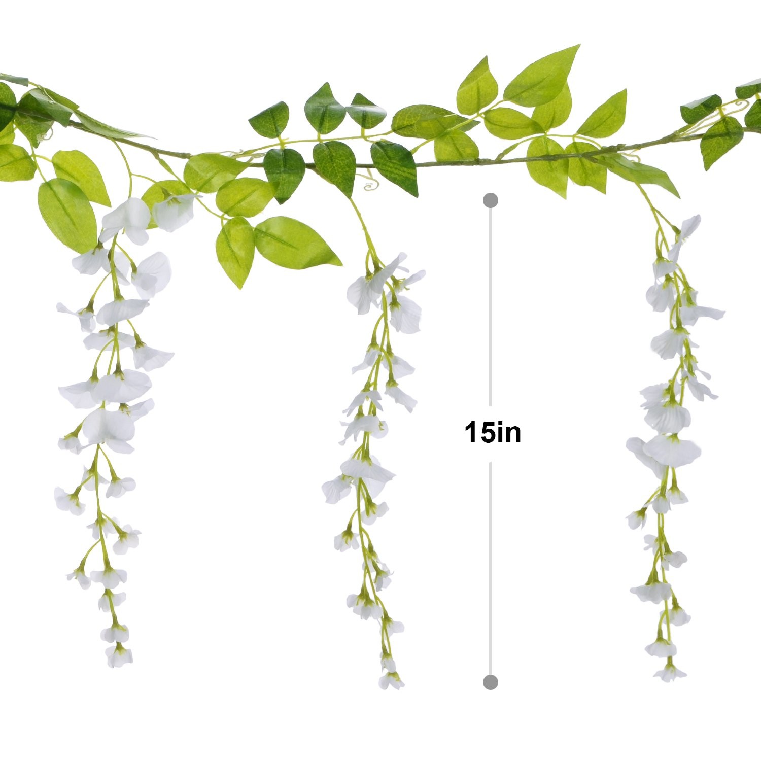 Wisteria Artificial Flowers Garland, 4Pcs Total 28.8ft White Artificial Wiste…