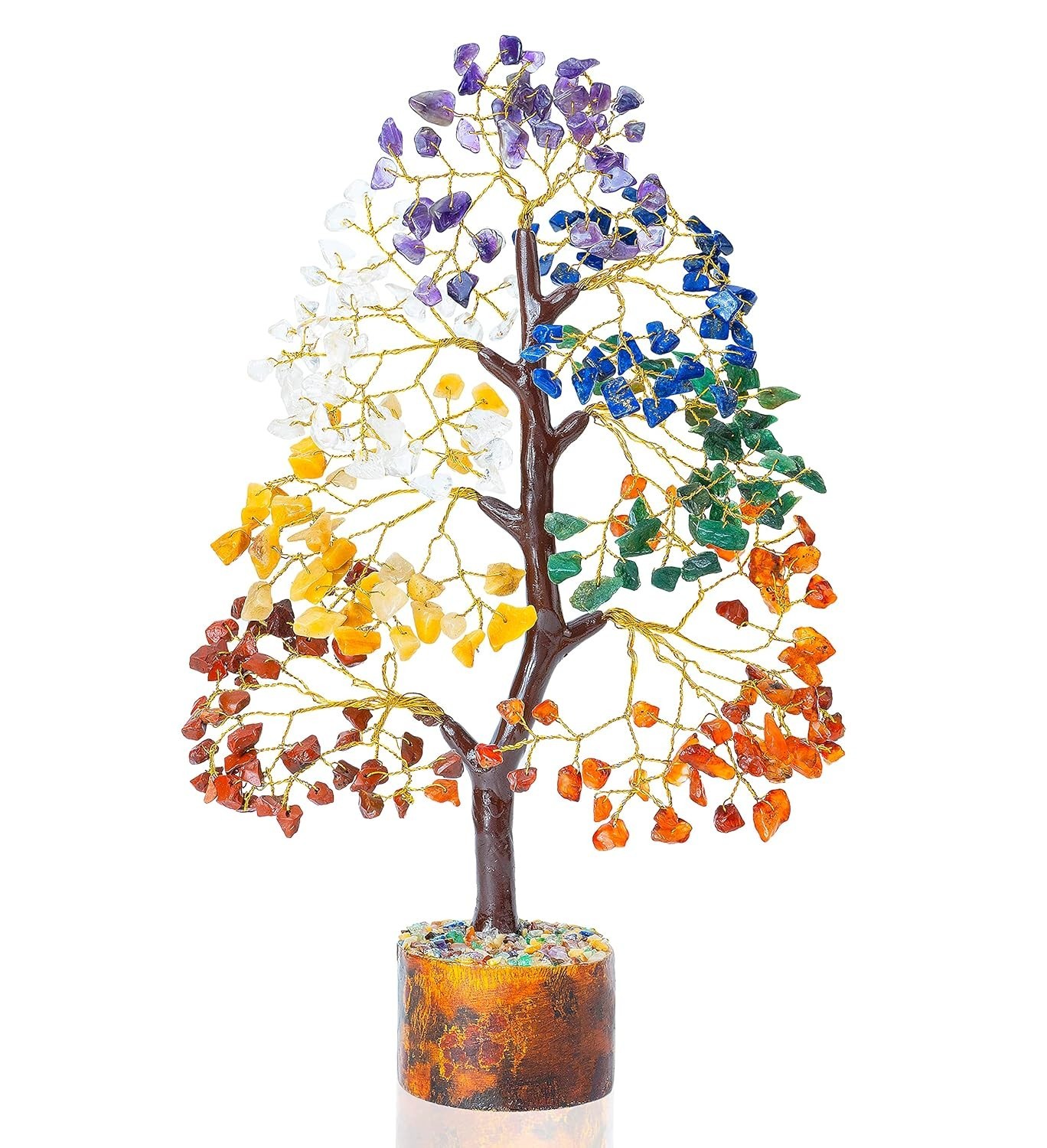 Seven Chakra Crystal Tree of Life Stone Fortune Feng Shui Bonsai for Good Luck