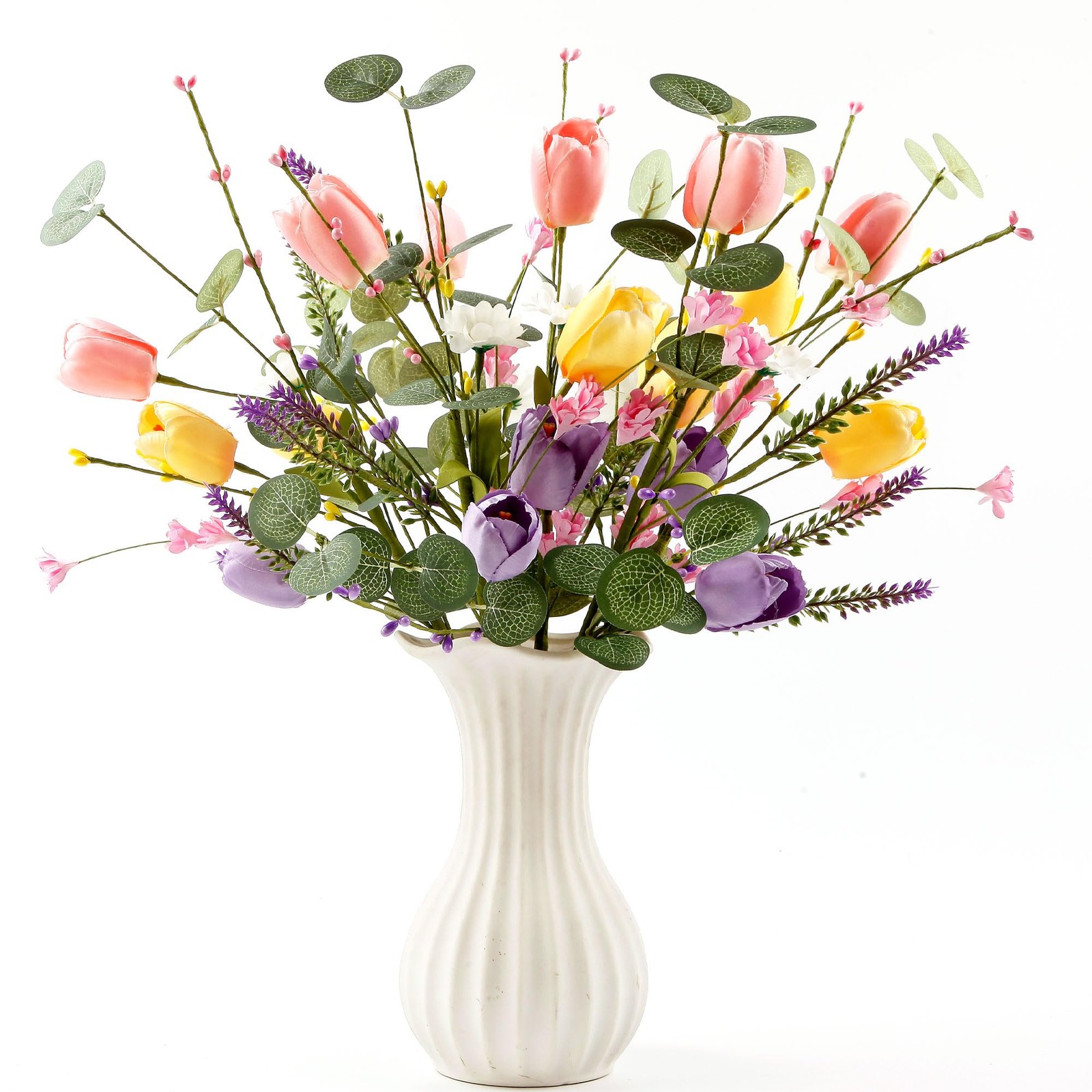 6 Pcs Wildflowers Artificial Flowers Daisies and Tulips Faux Wildflowers Spri…
