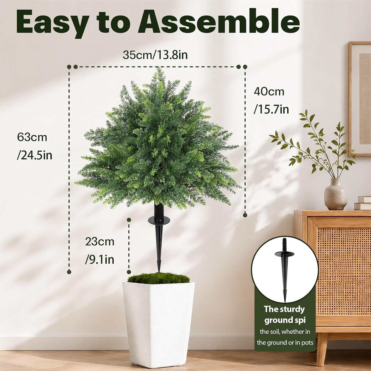 Set of 2 UV Resistant 24.5″ Artificial Cedar Topiary Trees for Outdoors