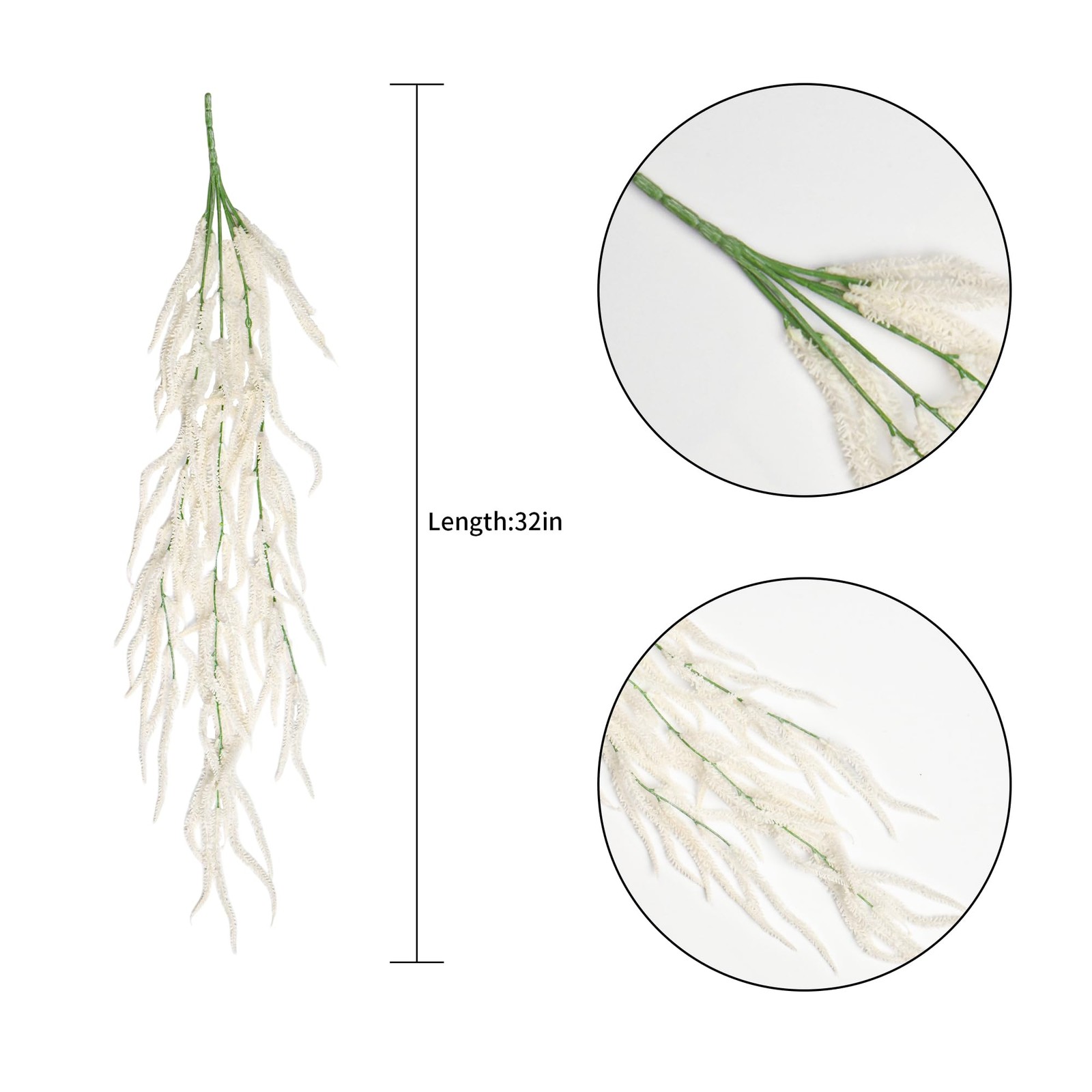 2 Pack 32” White Amaranthus Artificial Flower Stem with Ivy Leaves for Center…