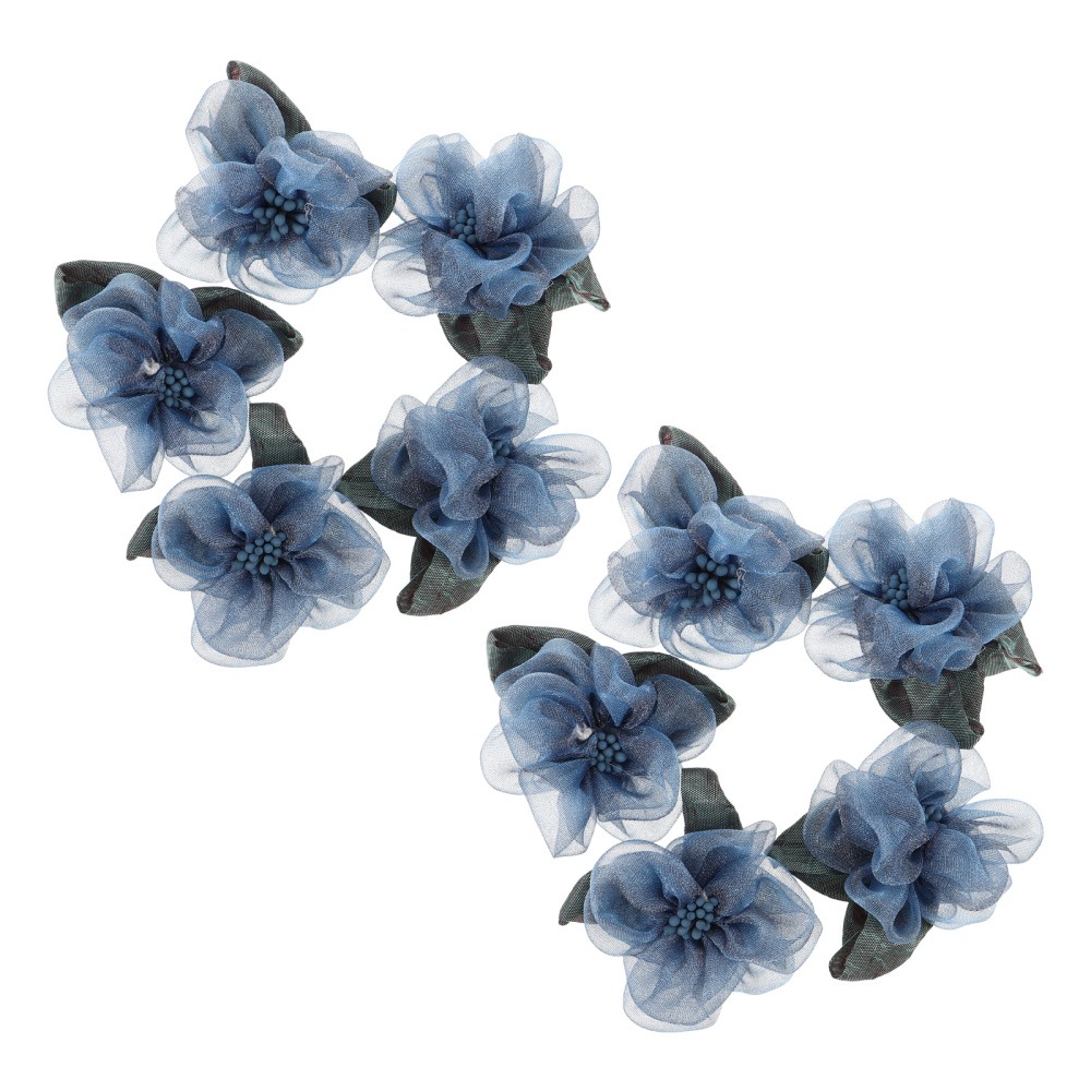 10 Pcs Handmade Flower Accessories Artificial Head Mesh Flowers Decorative