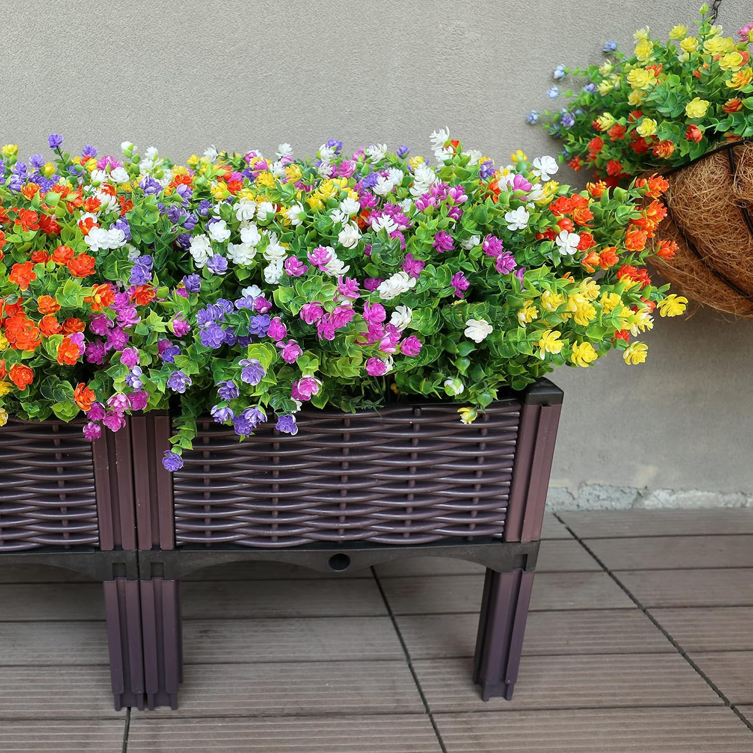 20 Bundles Artificial Flowers Outdoor Fake Plants, UV Resistant No Fade Faux Pla