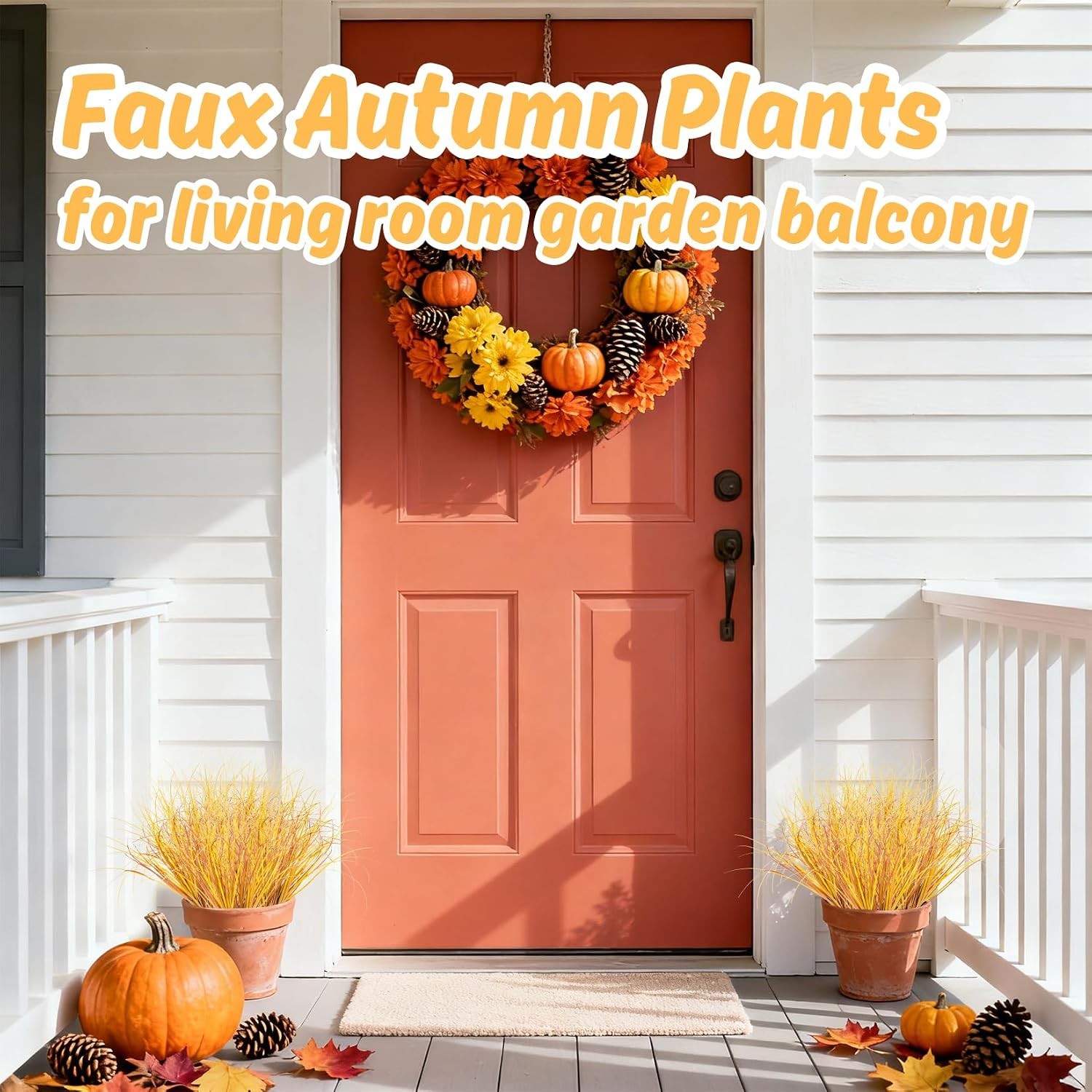 20PCS Artificial Fall Flowers UV Resistant Wheat Grass Stems Autumn Greenery