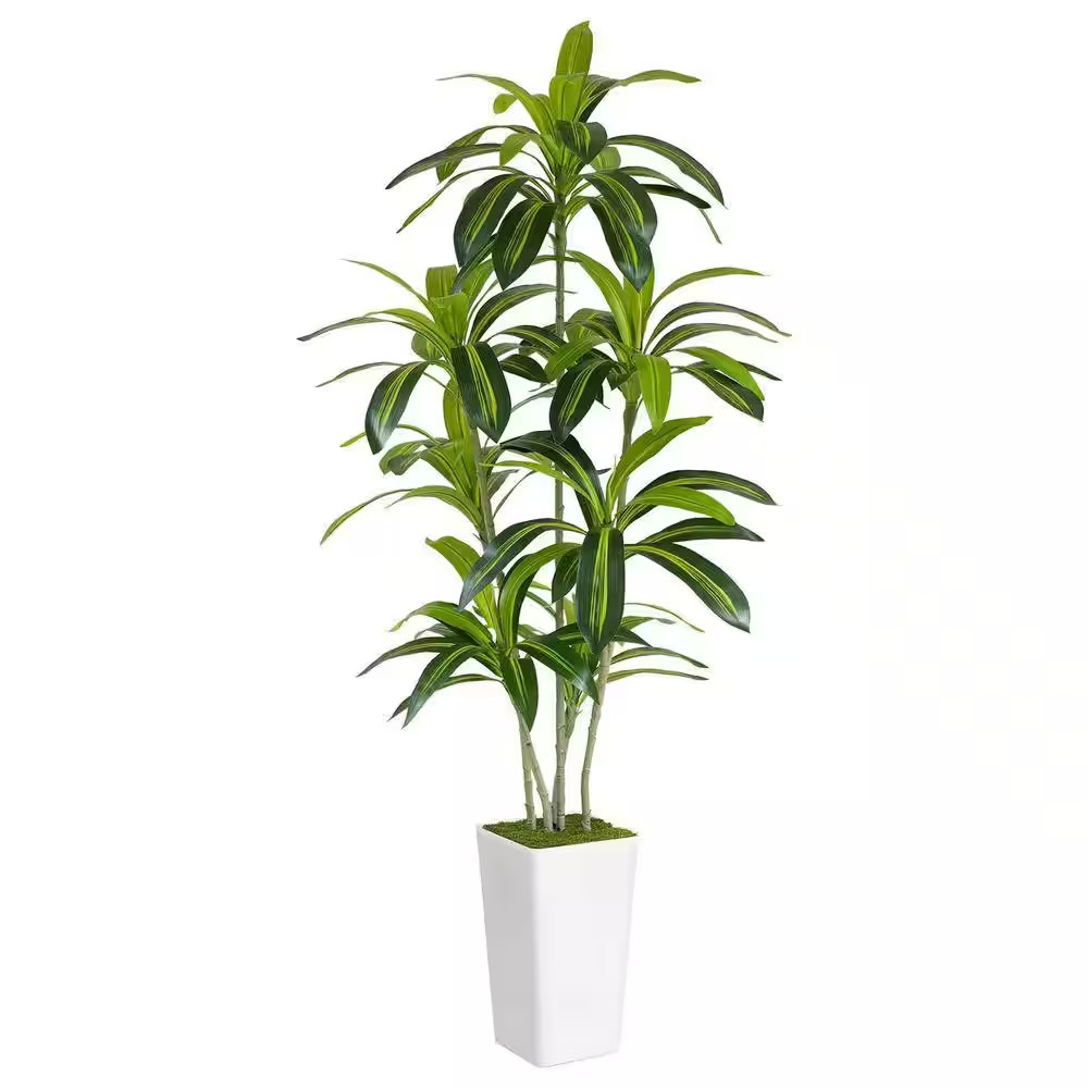 72.00 In. Artificial Dracaena Tree in Pot Indoor Outdoor Realistic Silk Green Pl