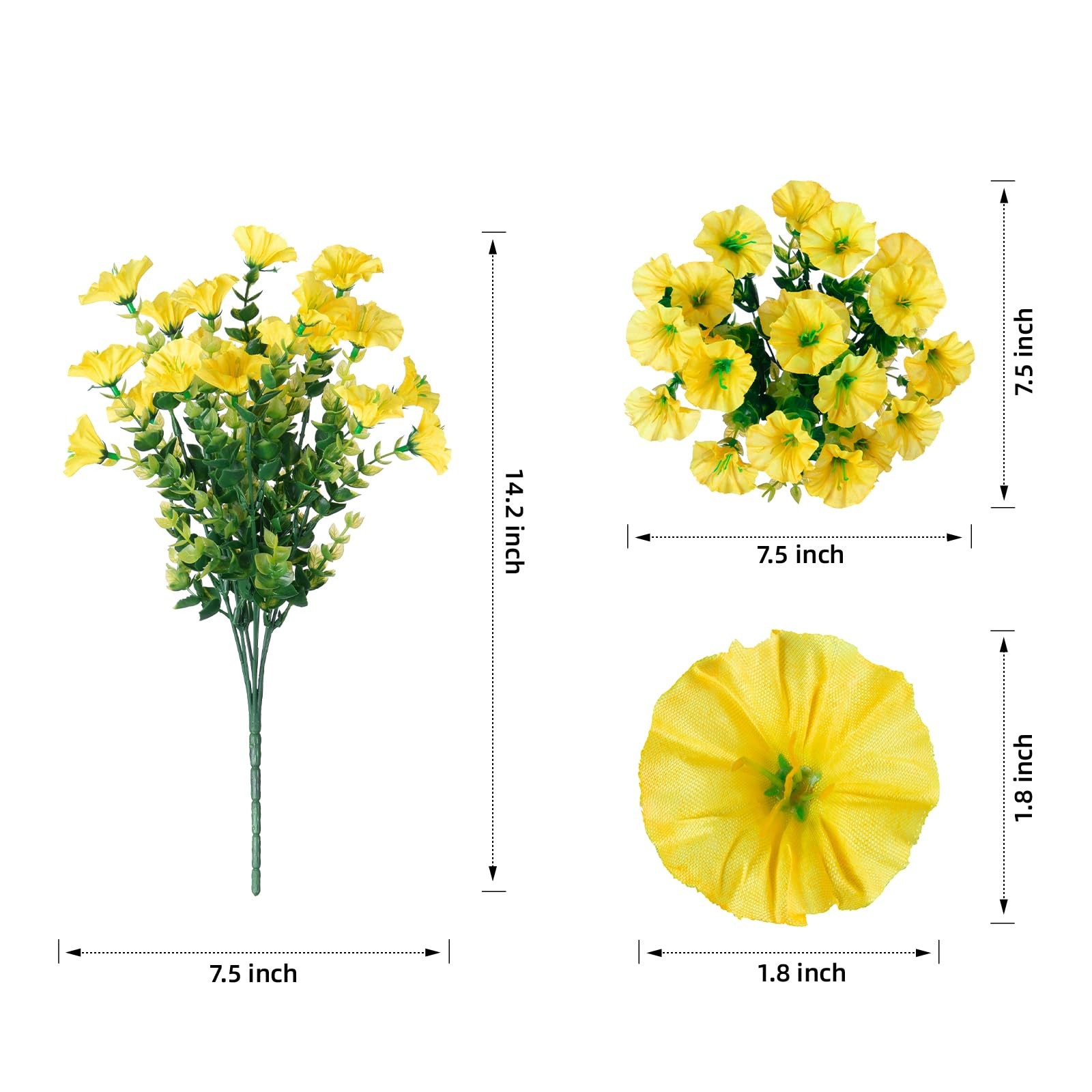 Artificial Flowers Fake Plants for Outdoors Decoration, 12 Bundles Yellow Sil…