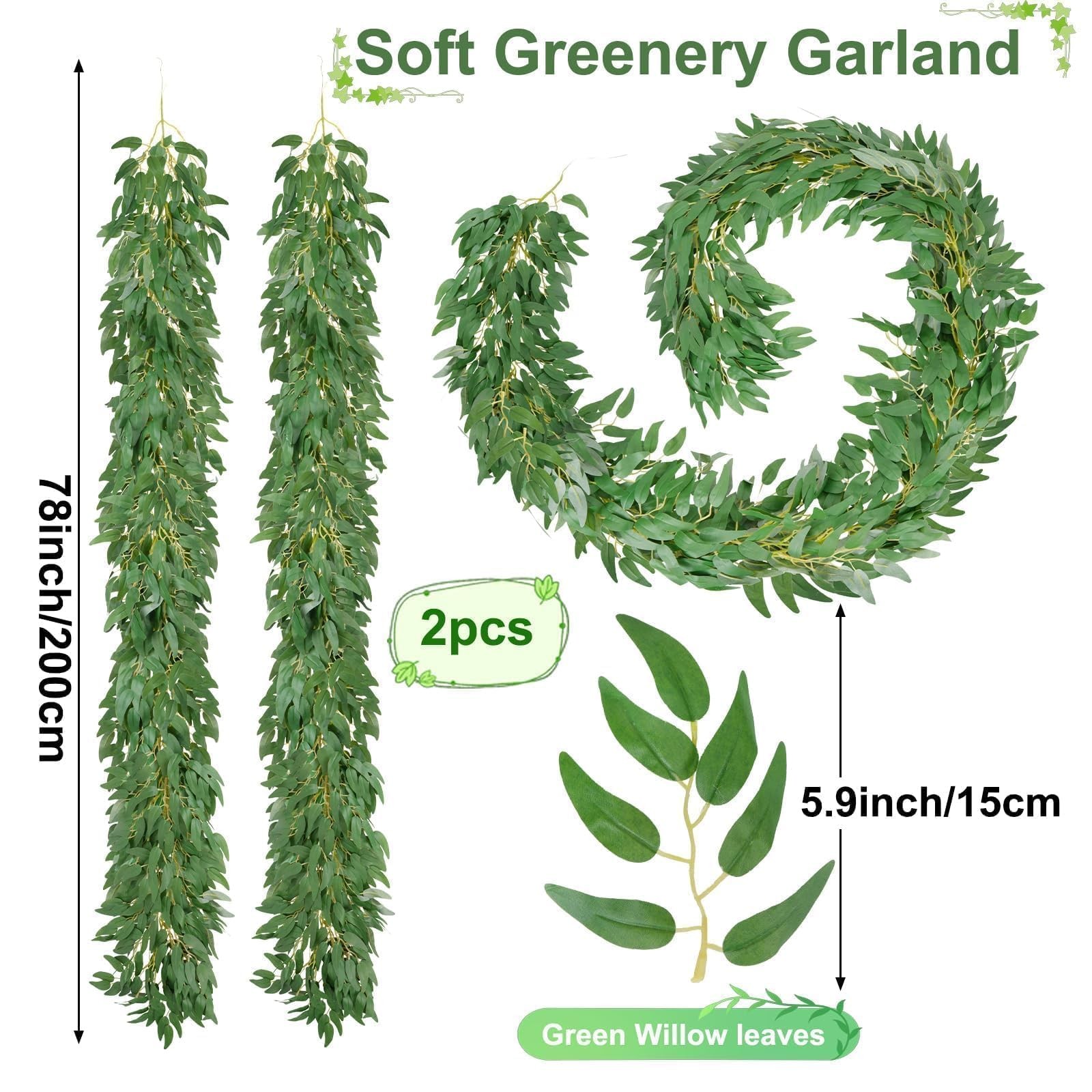 6.56Ft Artificial Vines Garland for Table Decor Silk Italian Ruscus Greenery …