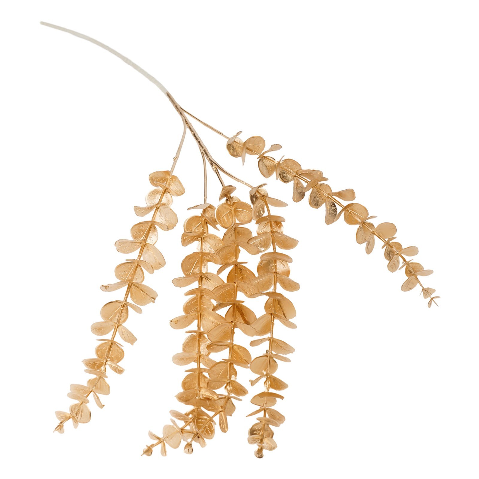 Simulated golden eucalyptus and ginkgo leaf flower arrangement for a chic touch