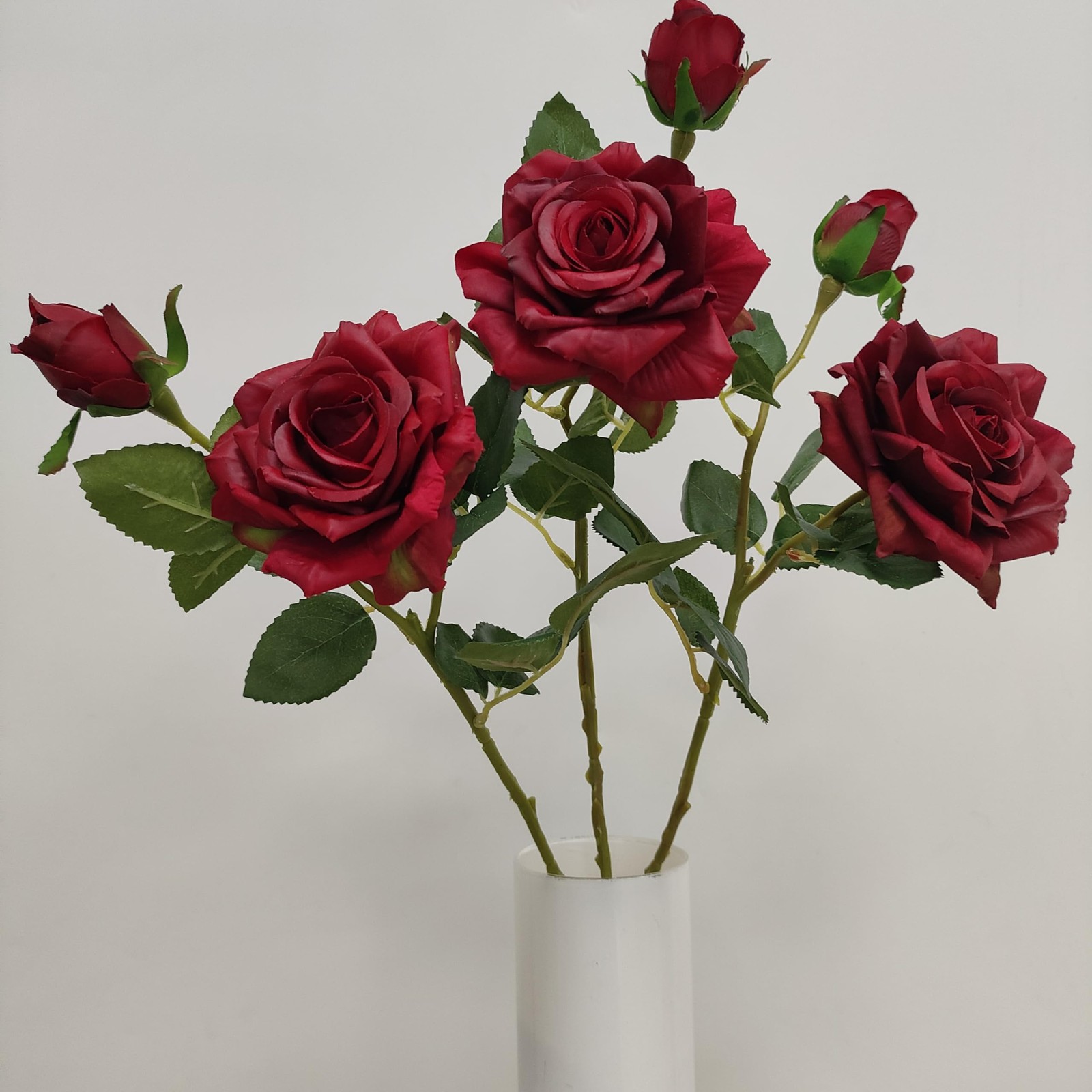 Fake Red Roses Flowers, 6 Pcs Faux Silk Real Touch Moisturizing Artificial Ro…
