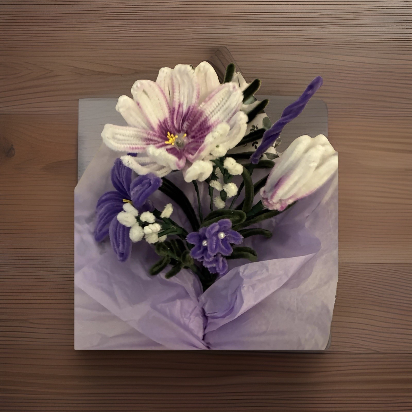 Handmade Pipe Cleaner Flower Bouquet Birthday Anniversary Just Because Gift