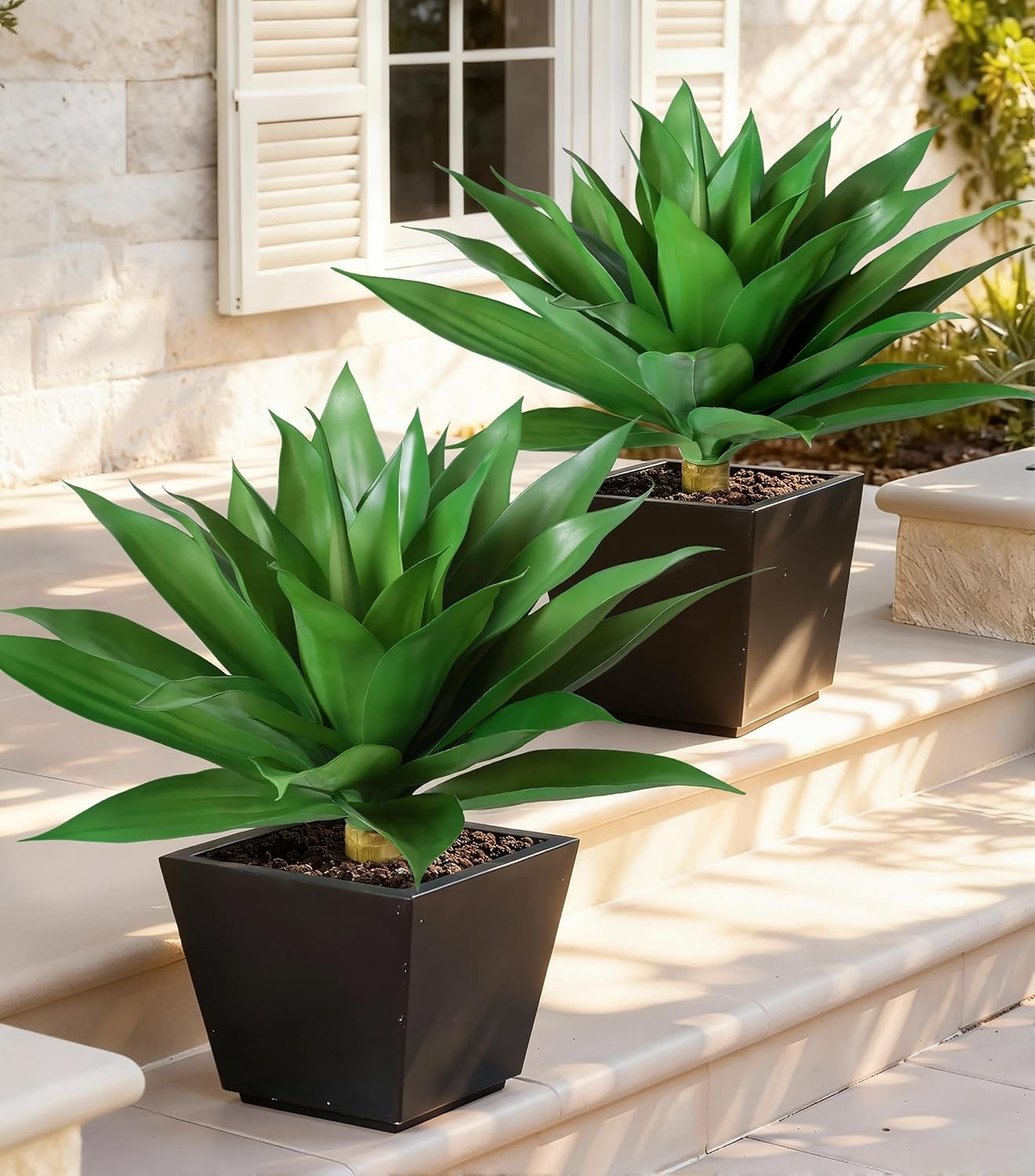 Fake Plants 28 Inch Agave Outdoor UV Resistant Faux Greenery