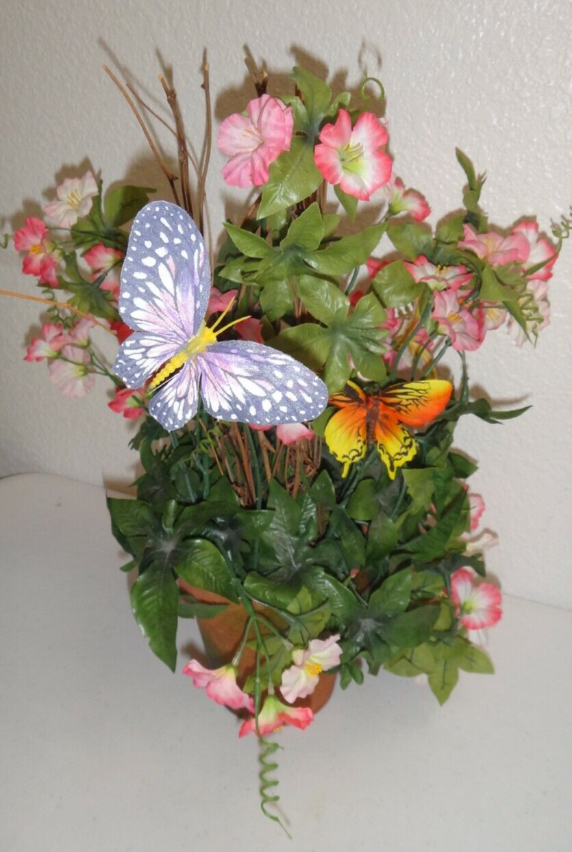 Artificial Potted Flowers & Butterflies Height :16 inches Floral Home Décor