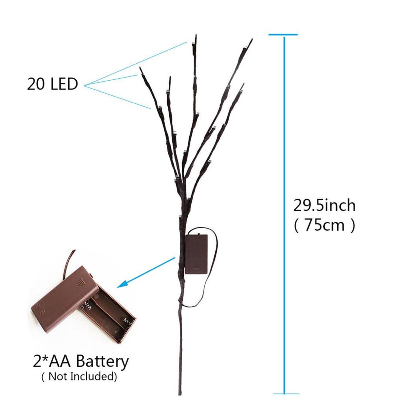 2 Pack Halloween Lighted Branches Lights Decorations, Battery Operated, Twig …