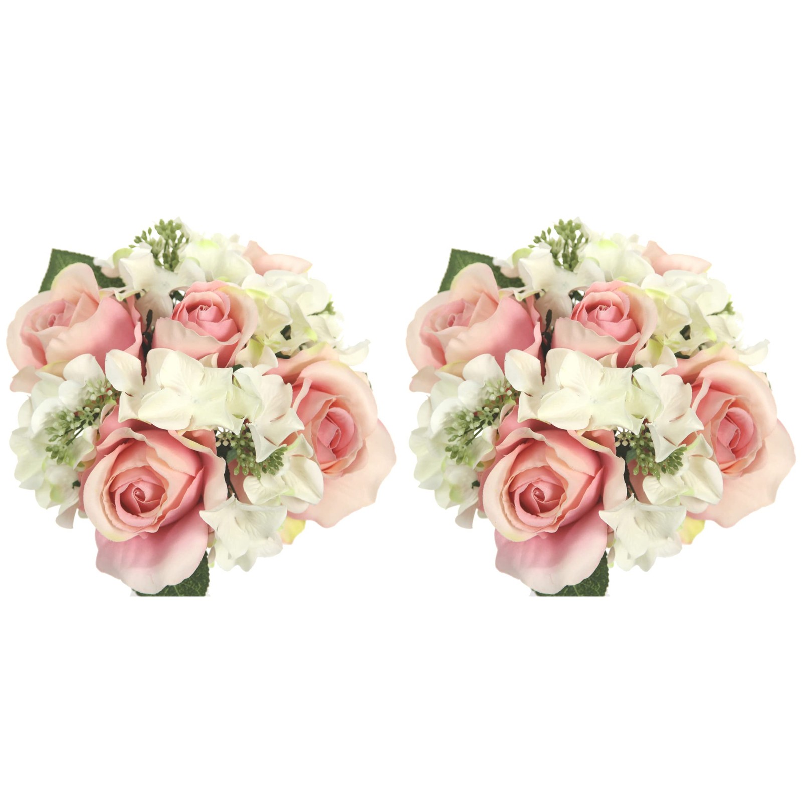 Artificial Rose Hydrangea Flowers Bouquet, 9 Stems Faux Wedding Bouquet for B…