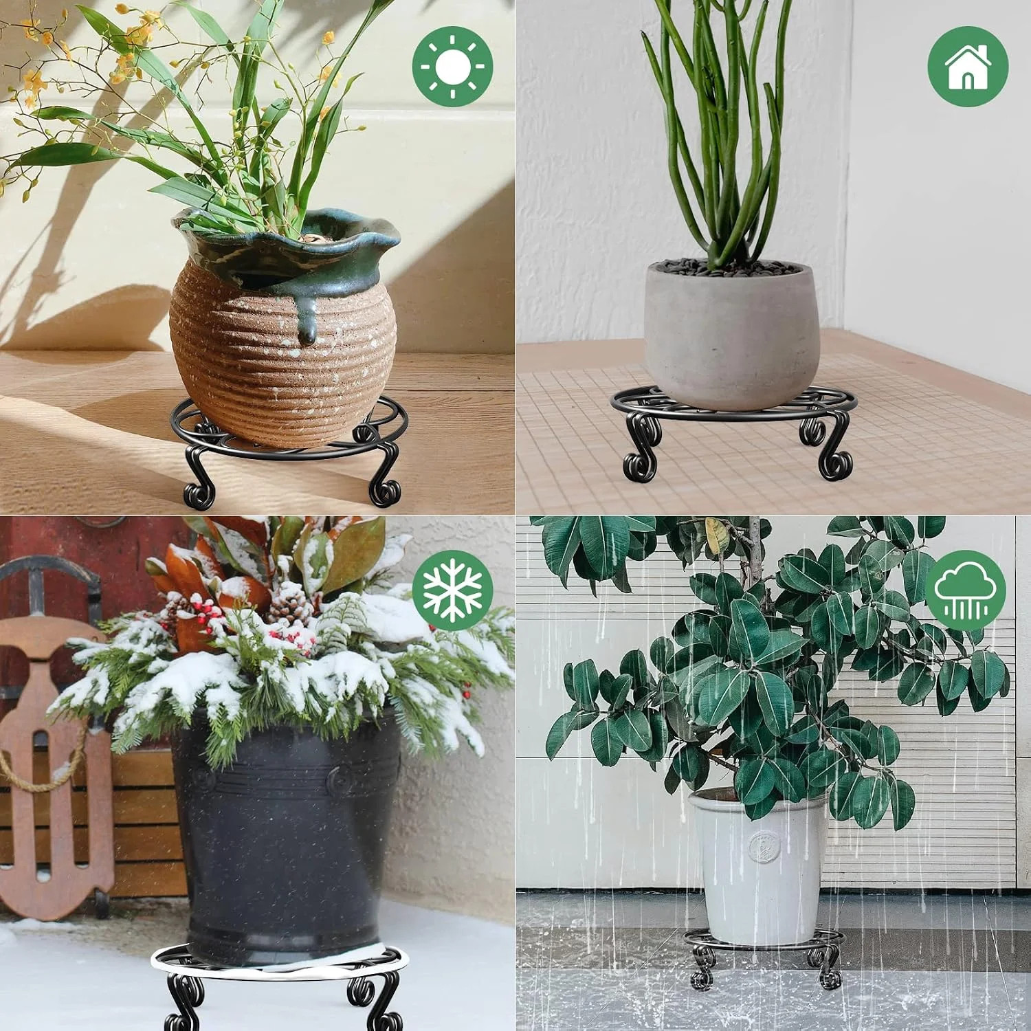 Yimobra 2 Pack Plant Stand for Flower Pot Heavy Duty Potted Holder Indoor Outdoo