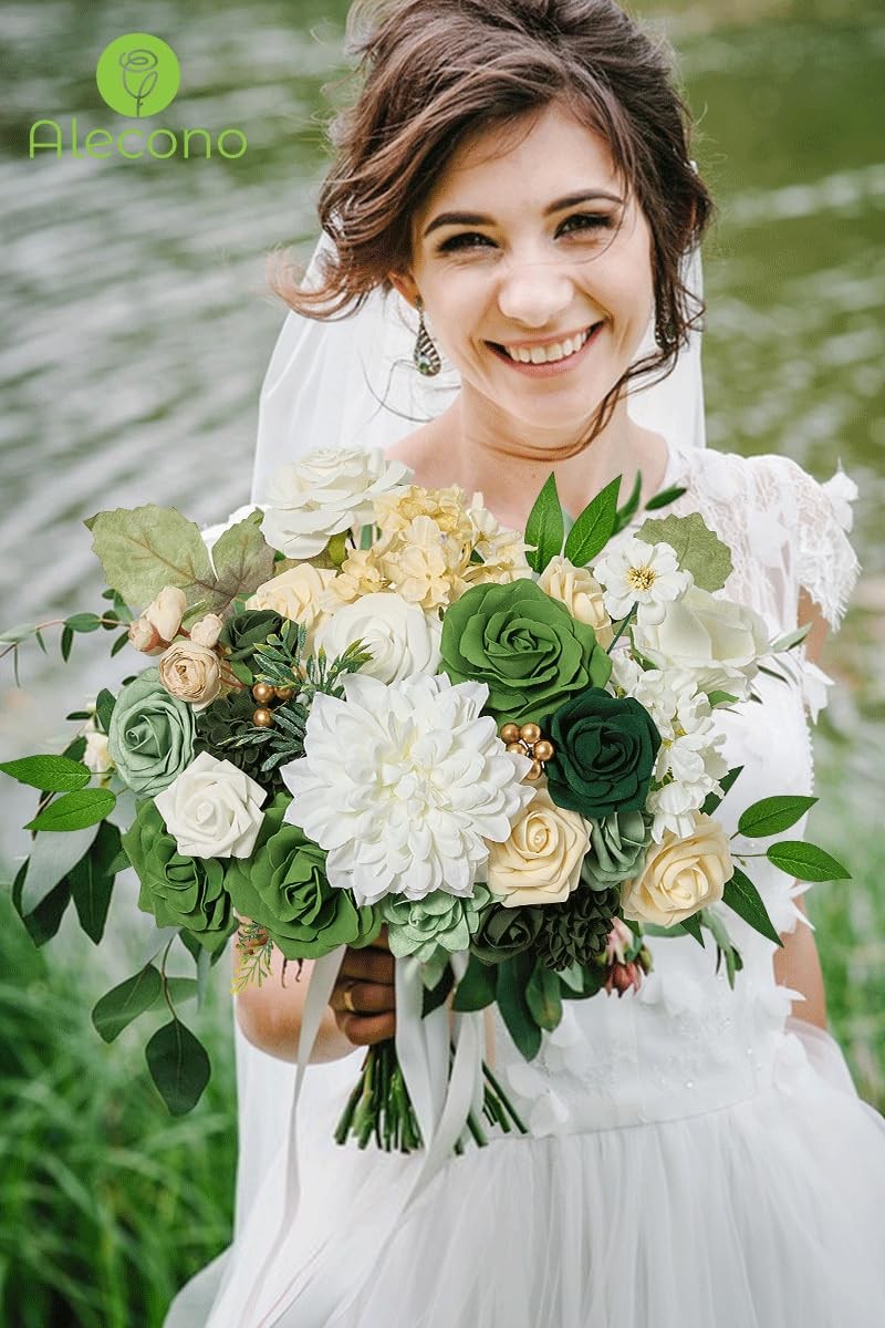 Artificial Flowers Silk Fake Green Flowers Combo Box for DIY Cake Wedding