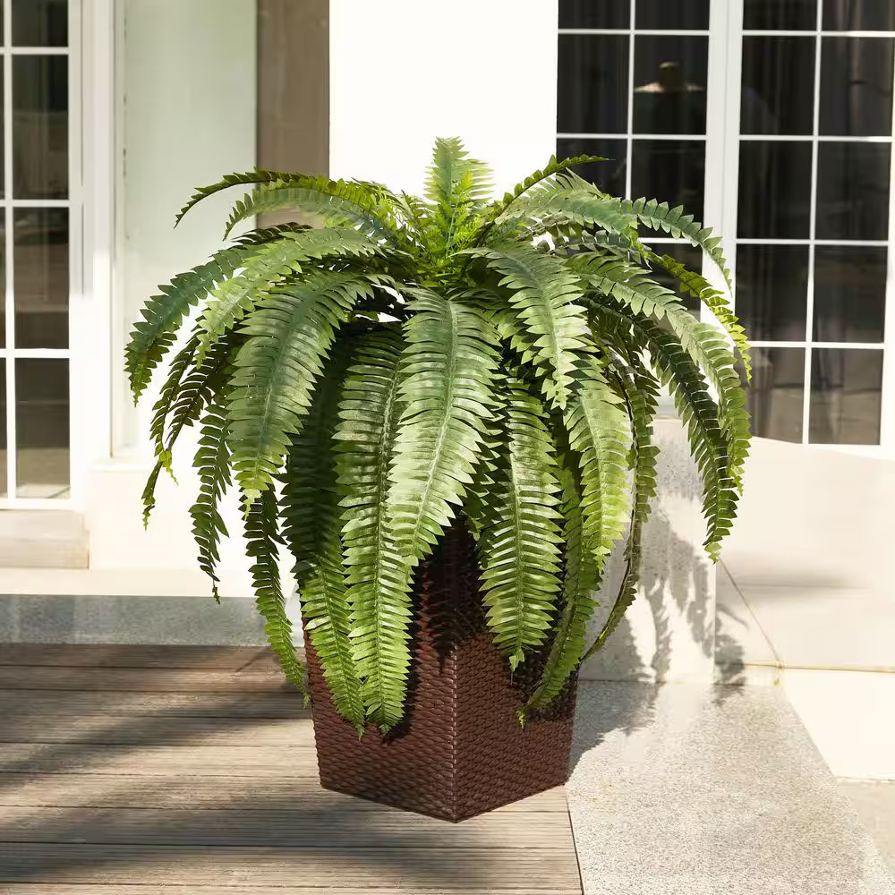 48 In. Artificial Boston Fern, Faux Silk Plant Fake Plants for Home Office Decor