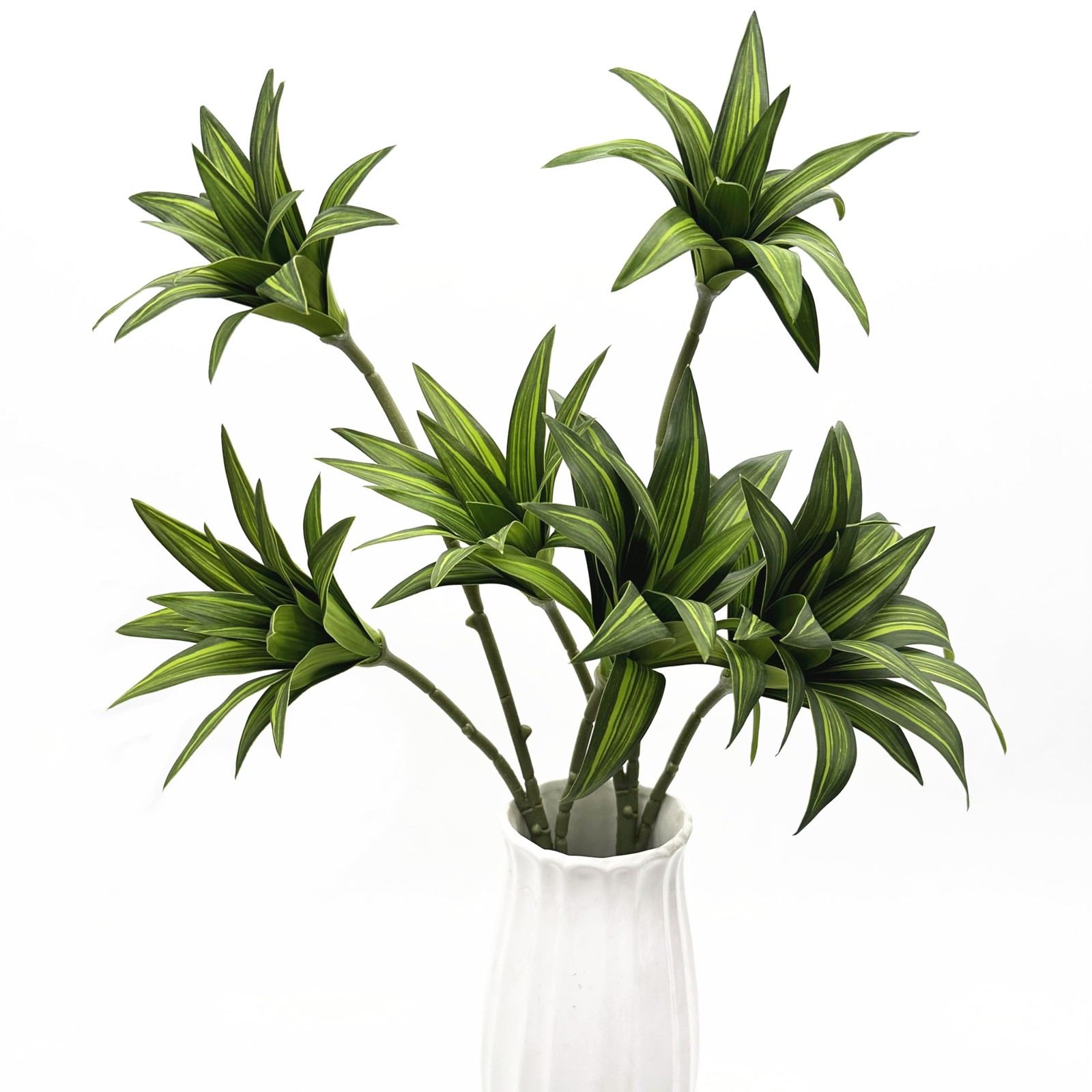 Artificial Dracaena Plant, Faux Branches Plastic Leaves 18.5 Inch Greenery St…