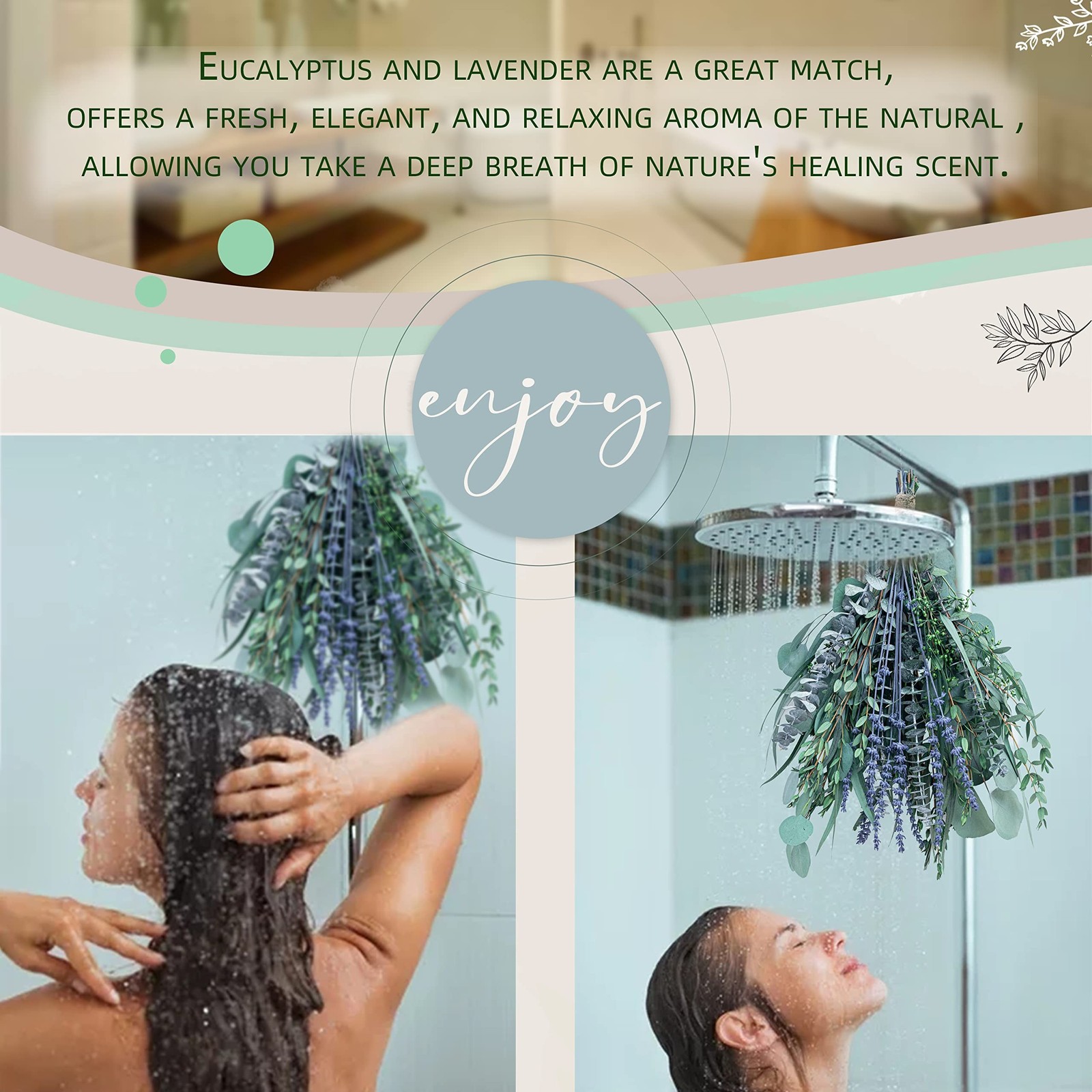 17″ Eucalyptus & Lavender Bundle Real Shower Flowers Natural Home Wedding Decor