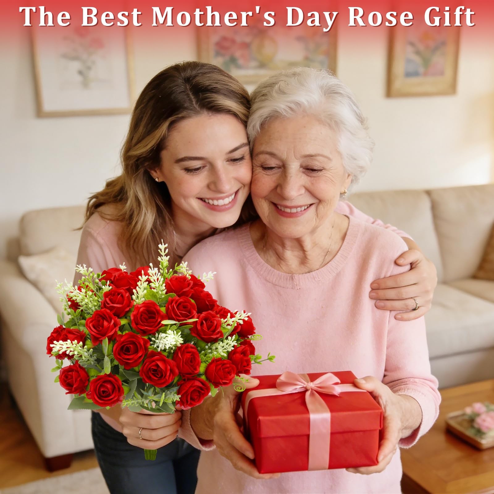 40 Heads Fake Roses Artificial Flowers for Outdoors Spring Valentines Day Decora