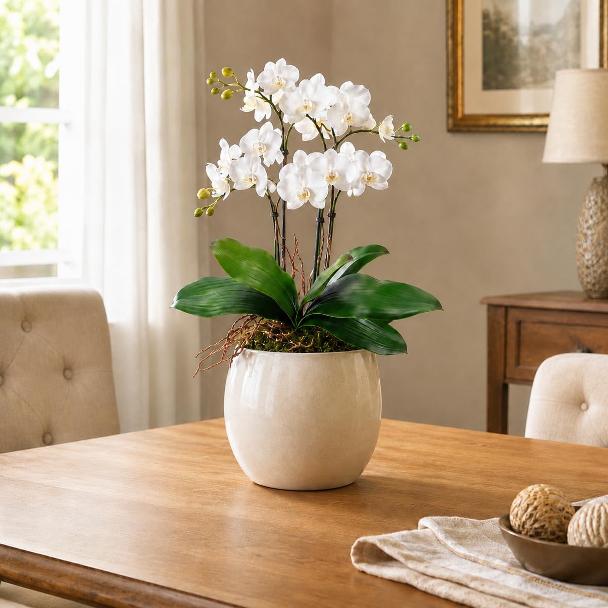 Fake Orchids 3 Pack Artificial Orchid Leaves Faux Greenery Stems for Vase She…