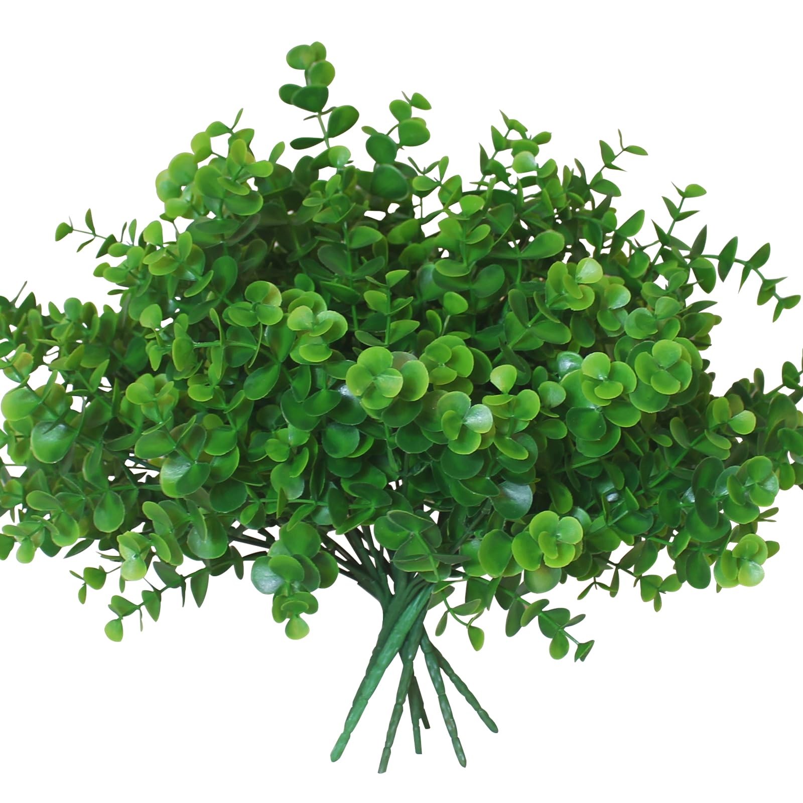 ARTIFICIAL BOXWOOD PLANTS OUTDOOR 8 BUNDLES FAUX EUC FLOWERS GREEN BUSHES PLASTI