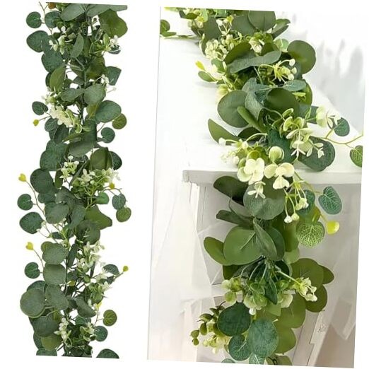 2 Pack Artificial Eucalyptus Garland 5.9FT Spring Greenery Garland Summer Fall