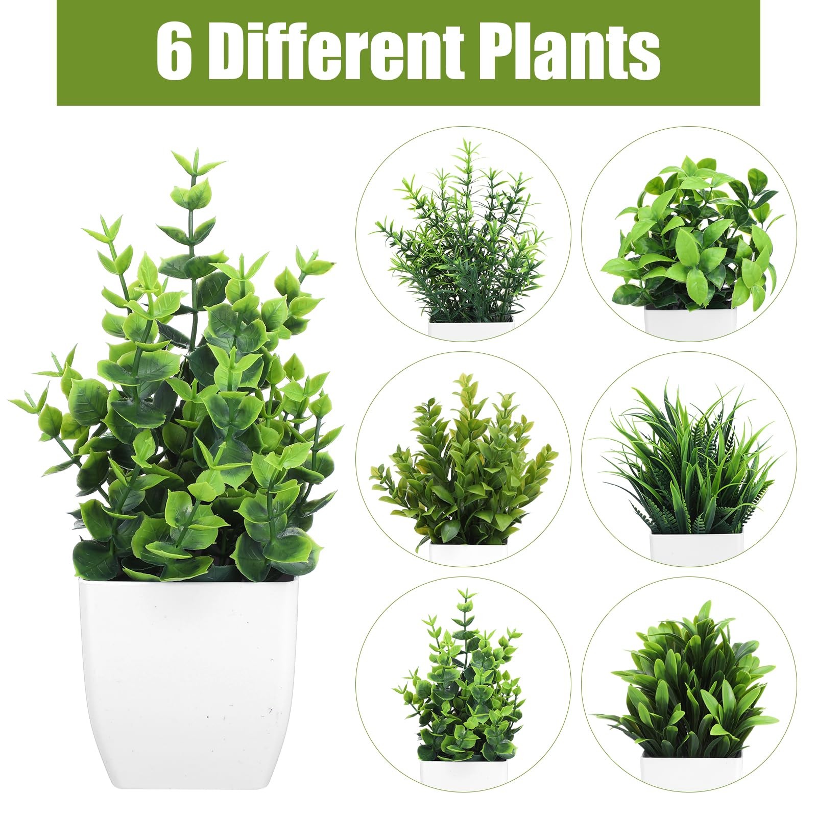 Mini Artificial Greenery Potted Plants Small Fake Eucalyptus Shelf 12 PCS