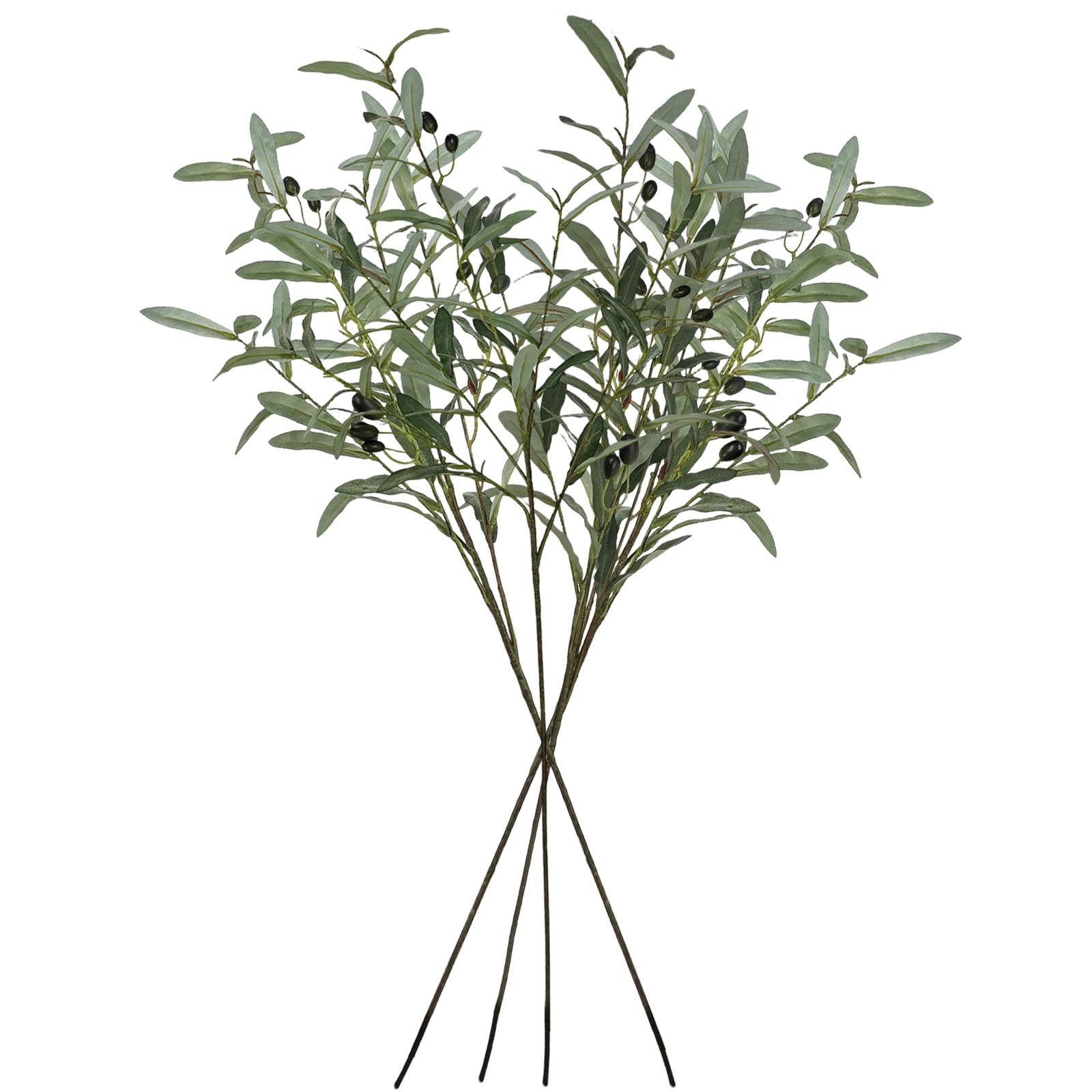 4 Pack 41.3in Faux Olive Branches with Flocked Realistic Leaves,Large Tall Ar…