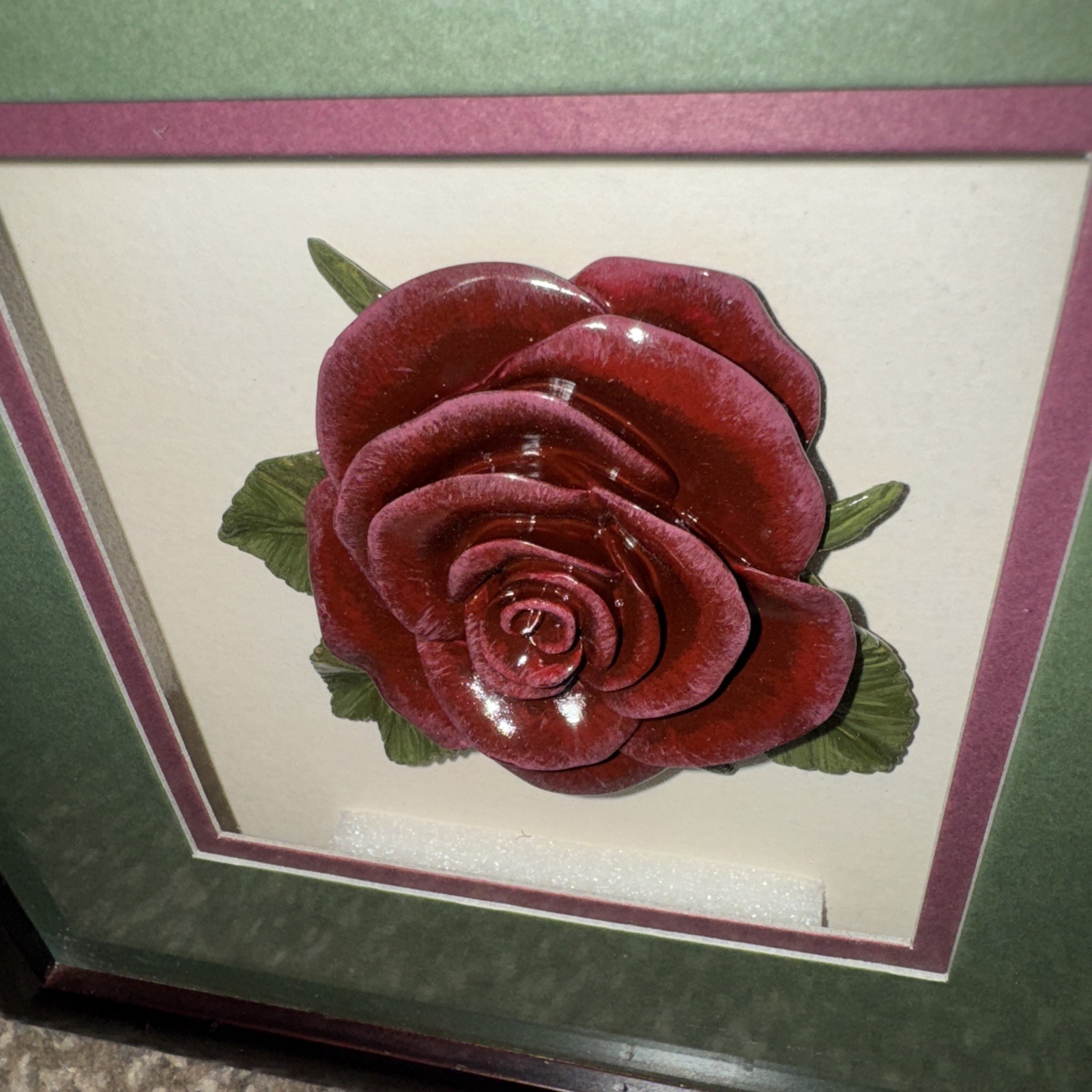 Bright Star Designs Porcelain Rose Shadow Box Wall Art Floral Decor