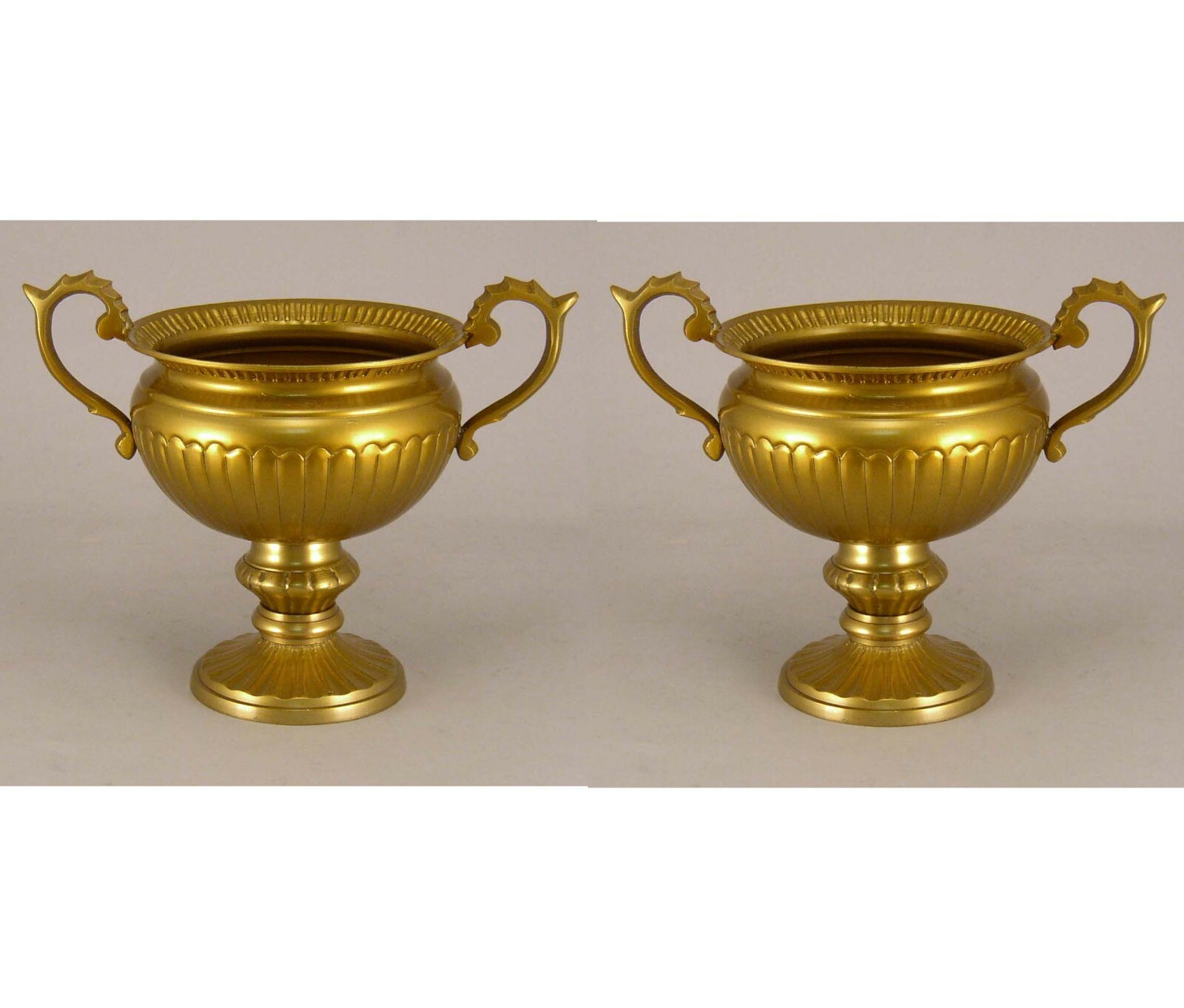 Compote Bowl Vase Gold Finish Cast Aluminum Handle 6″D 5.5″H Set/2 FREE SHIPPING