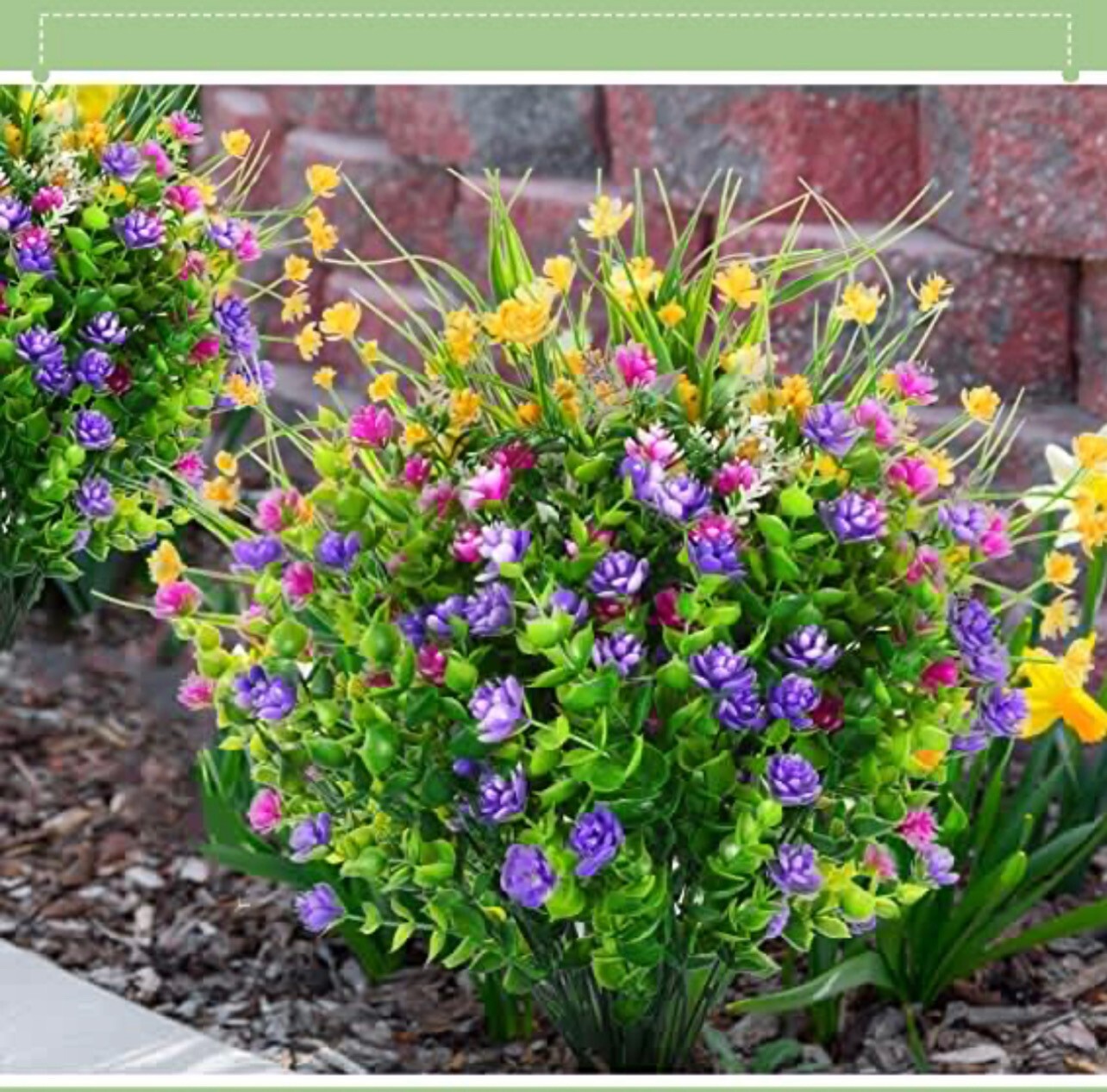10 Bundles Artificial Fake Flowers, Faux Indoor Outdoor Plastic Plants