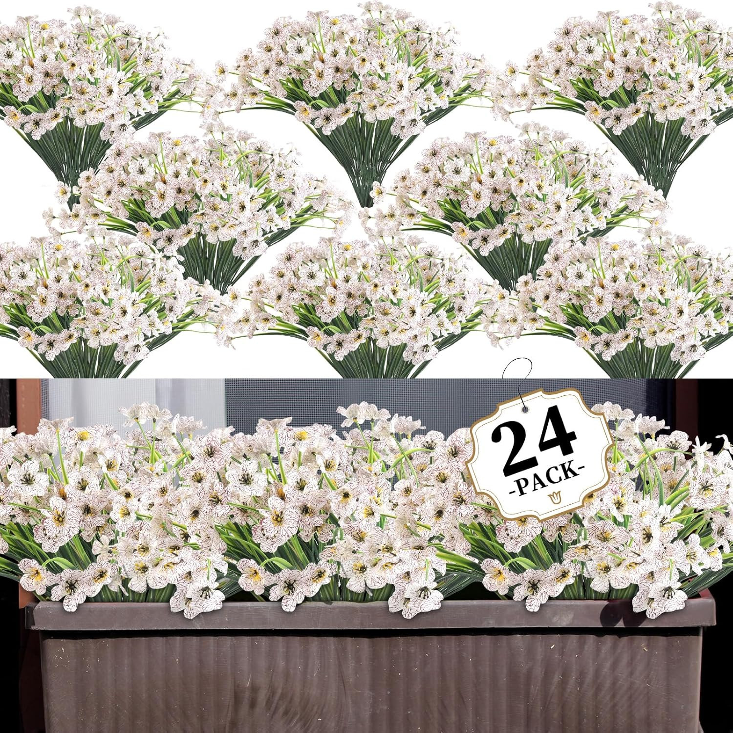18 Bundles Artificial Mums for Outdoors/Indoors Faux Mums for Outdoor Planters,