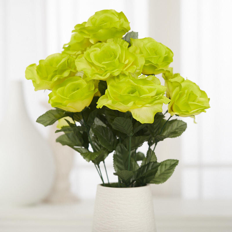 Factory Direct Craft Artificial Lime Green Open Rose Bush