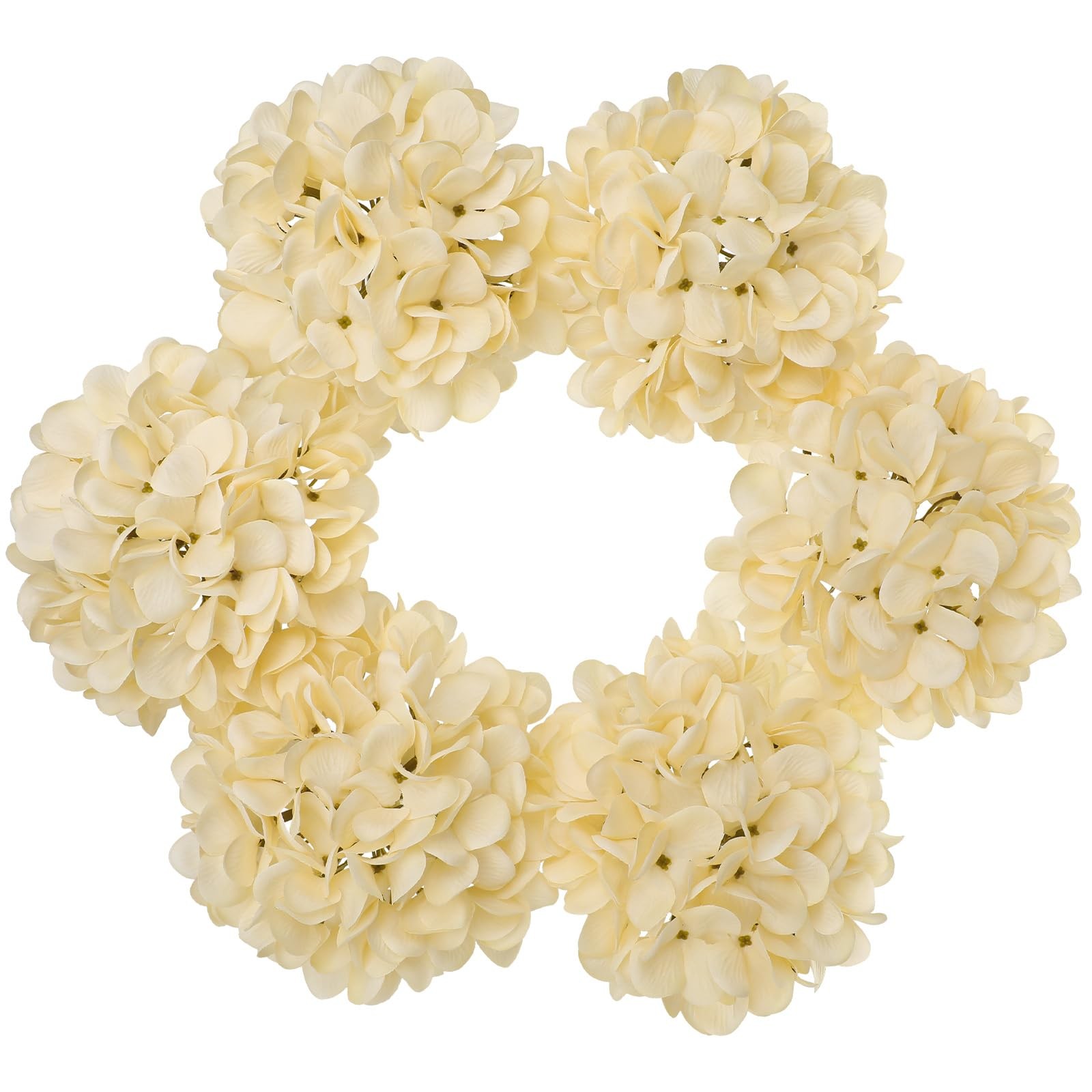 6 Pcs Beige Hydrangea Artificial Flowers Heads with Stems Silk Faux Hydrangea…