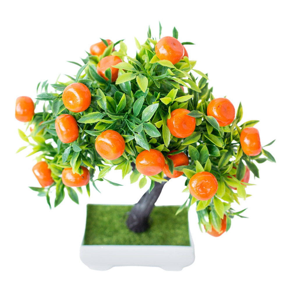 Potted Orange Tree Fake Plant Artificial Fruit Wedding Decor Bonsai Indoor