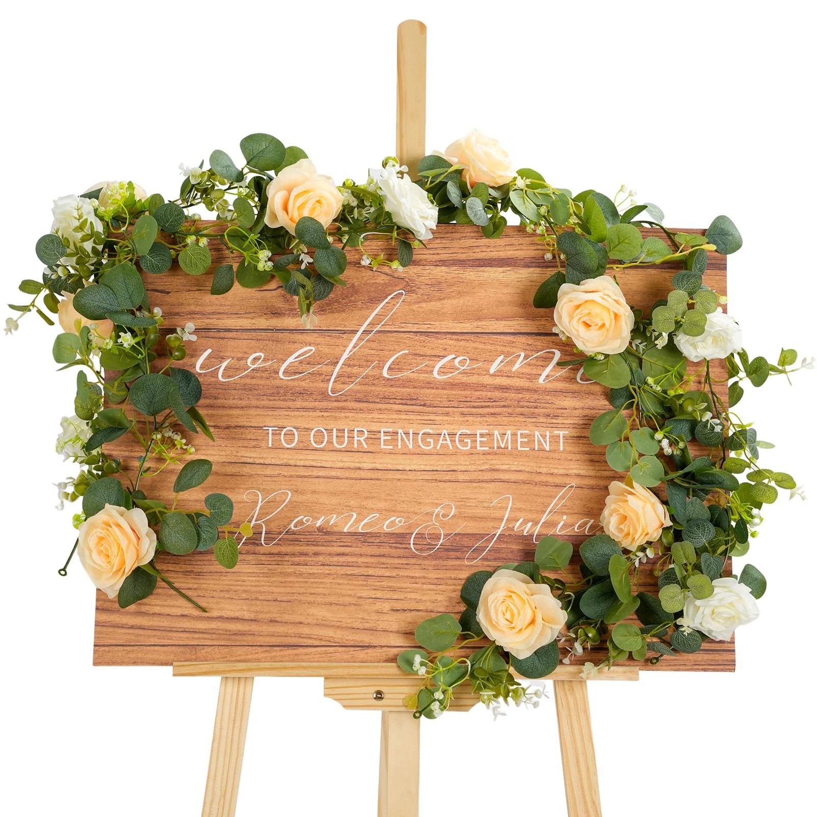 2PCS 13Ft Artificial Eucalyptus Garland with Flowers, Artificial Rose Garland…