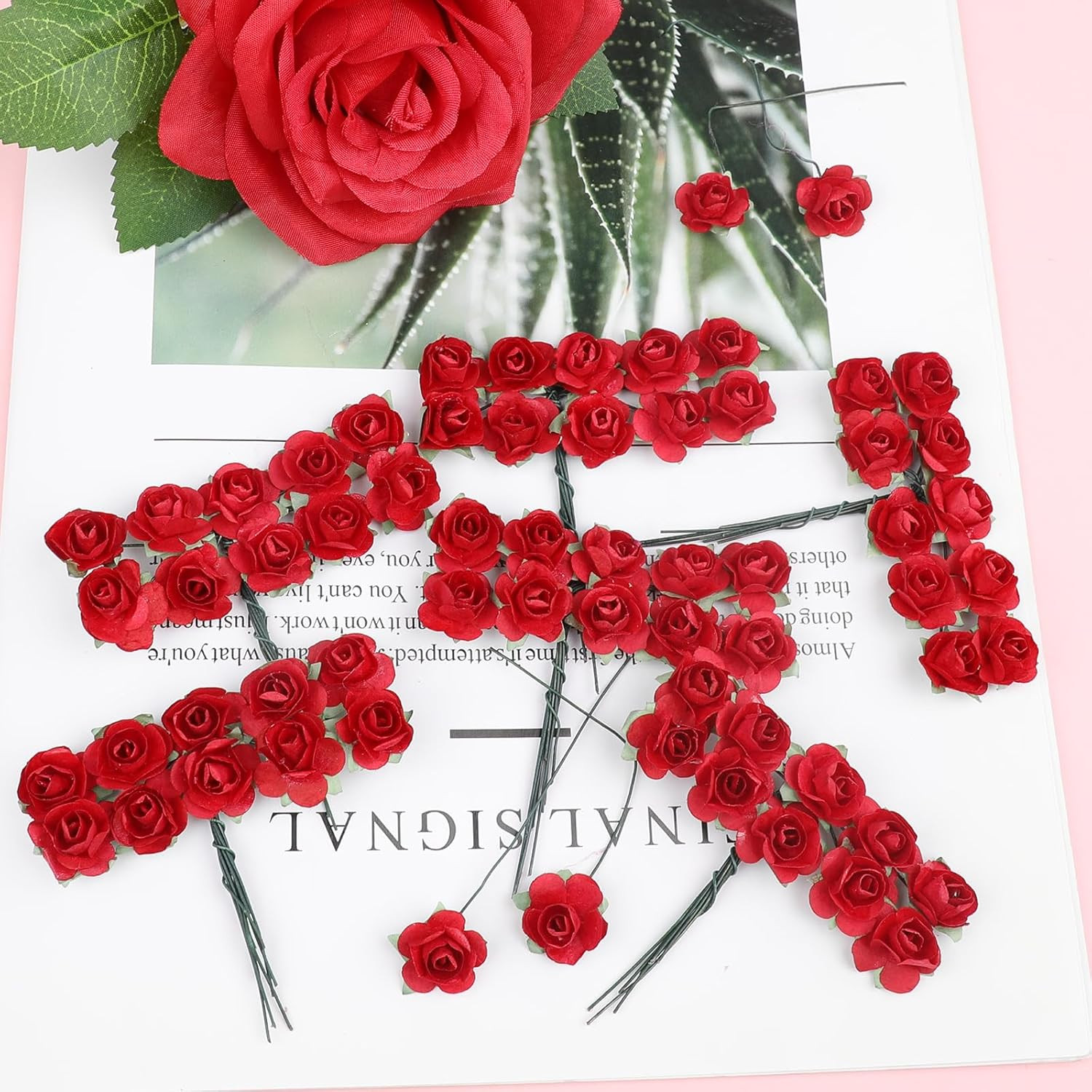 120Pcs Mini Paper Flowers,Mulberry Paper 1/2″ Artificial Rose Flower