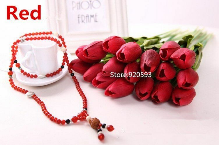 31pcs PU Mini Tulip Artificial Flower Wedding Floral Bouquet Decor NEW