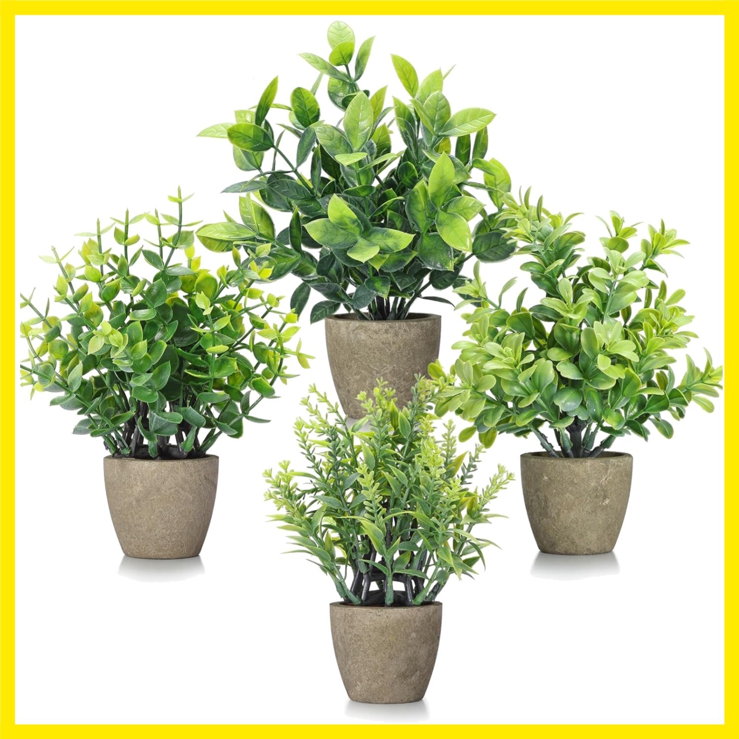 4 Pack Fake Plants Ceramic Mini Artificial Greenery Potted Plants | Applicabl…
