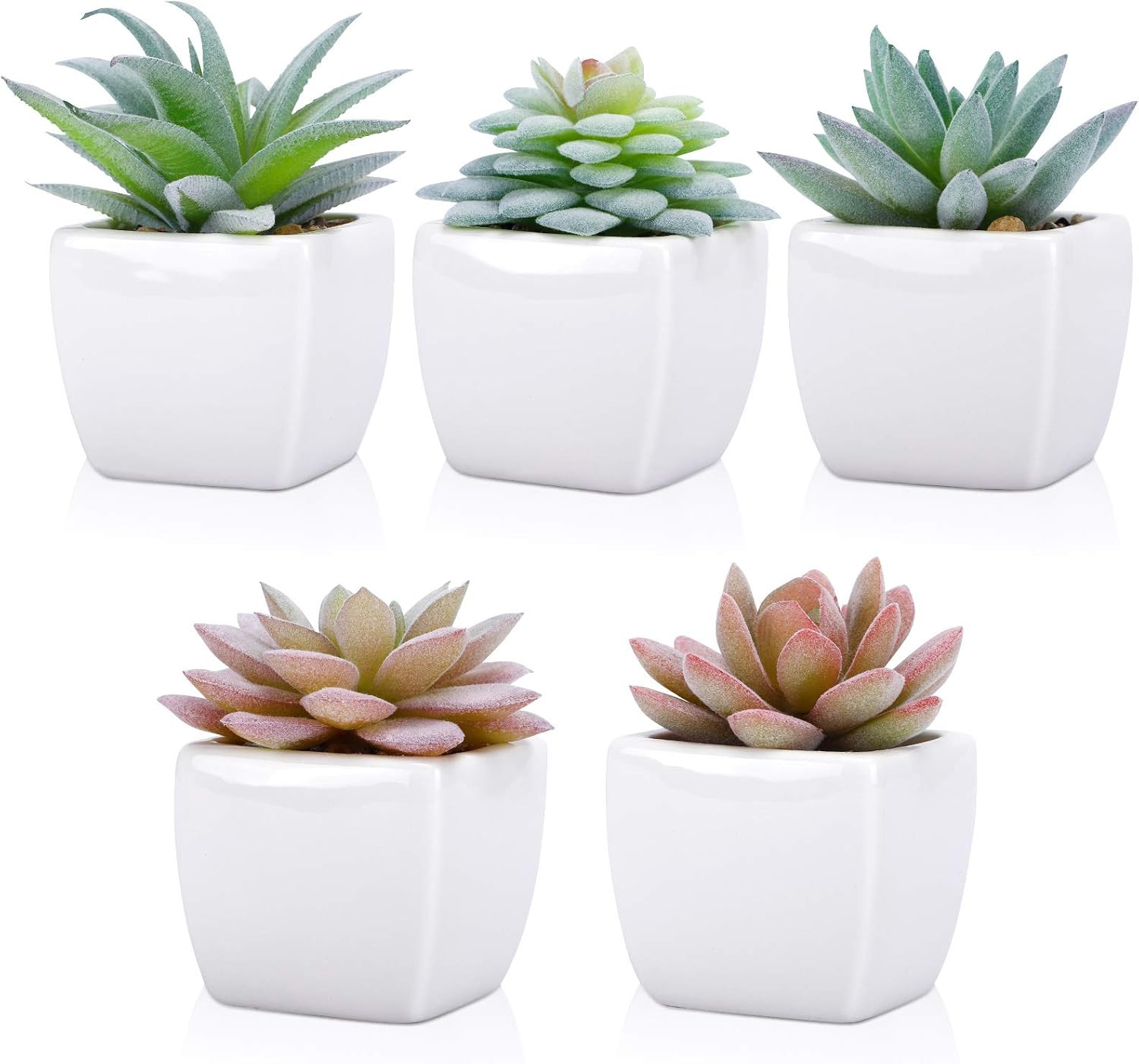 5Pcs Artificial Succulent Plants, Small Fake Desk Plants Mini Succulents Indoor