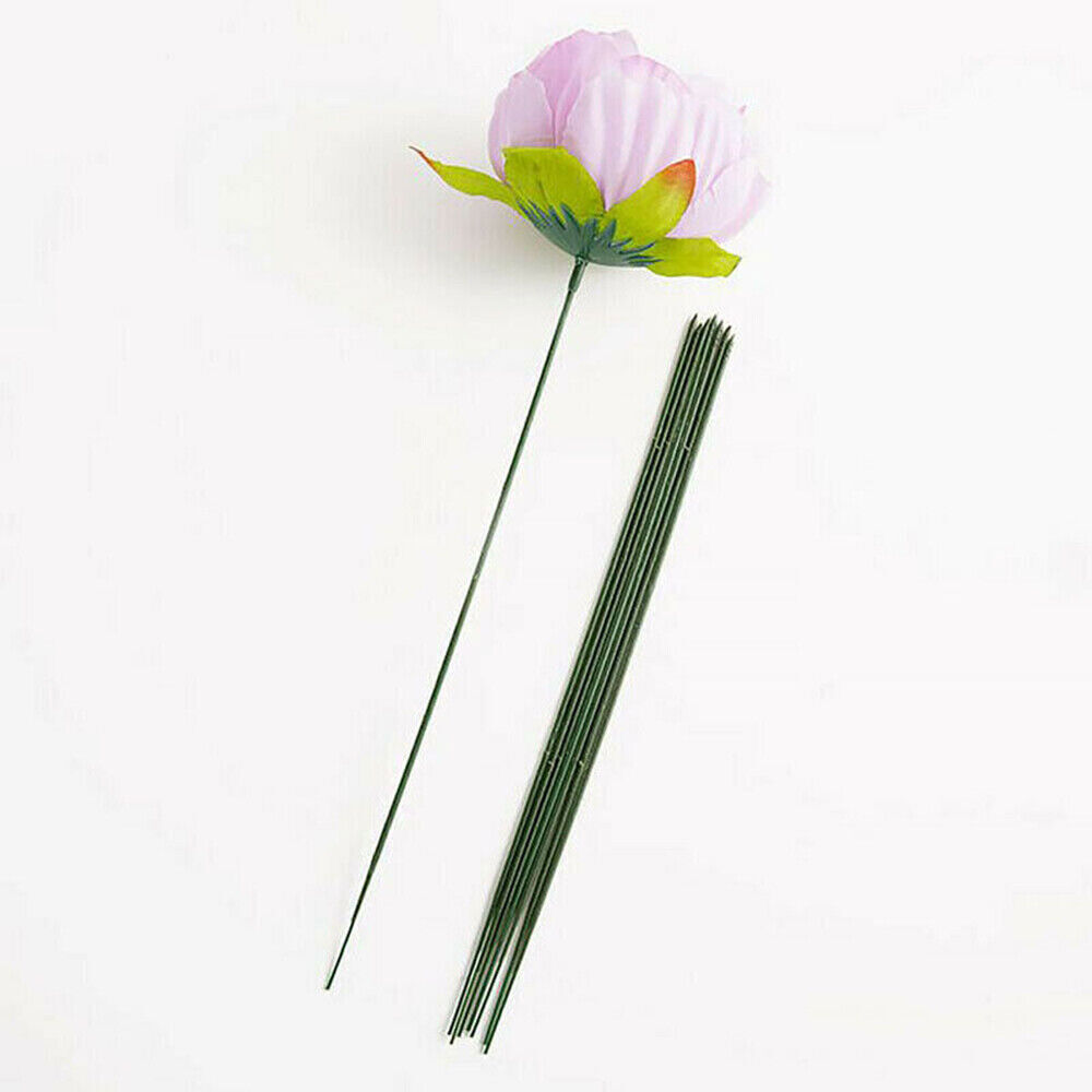 100pcs Plastic Floral Stem Artificial Flower Rod Plant Wire Green Florist Wires