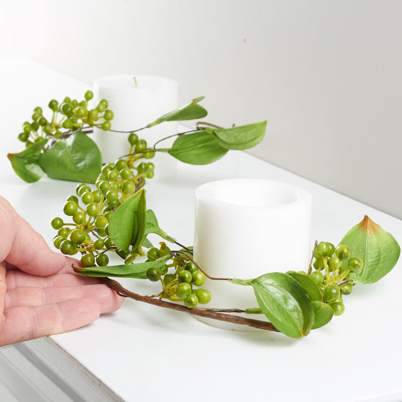 Set of 2 Factory Direct Craft Artificial Green Berry and Leaf Garlands